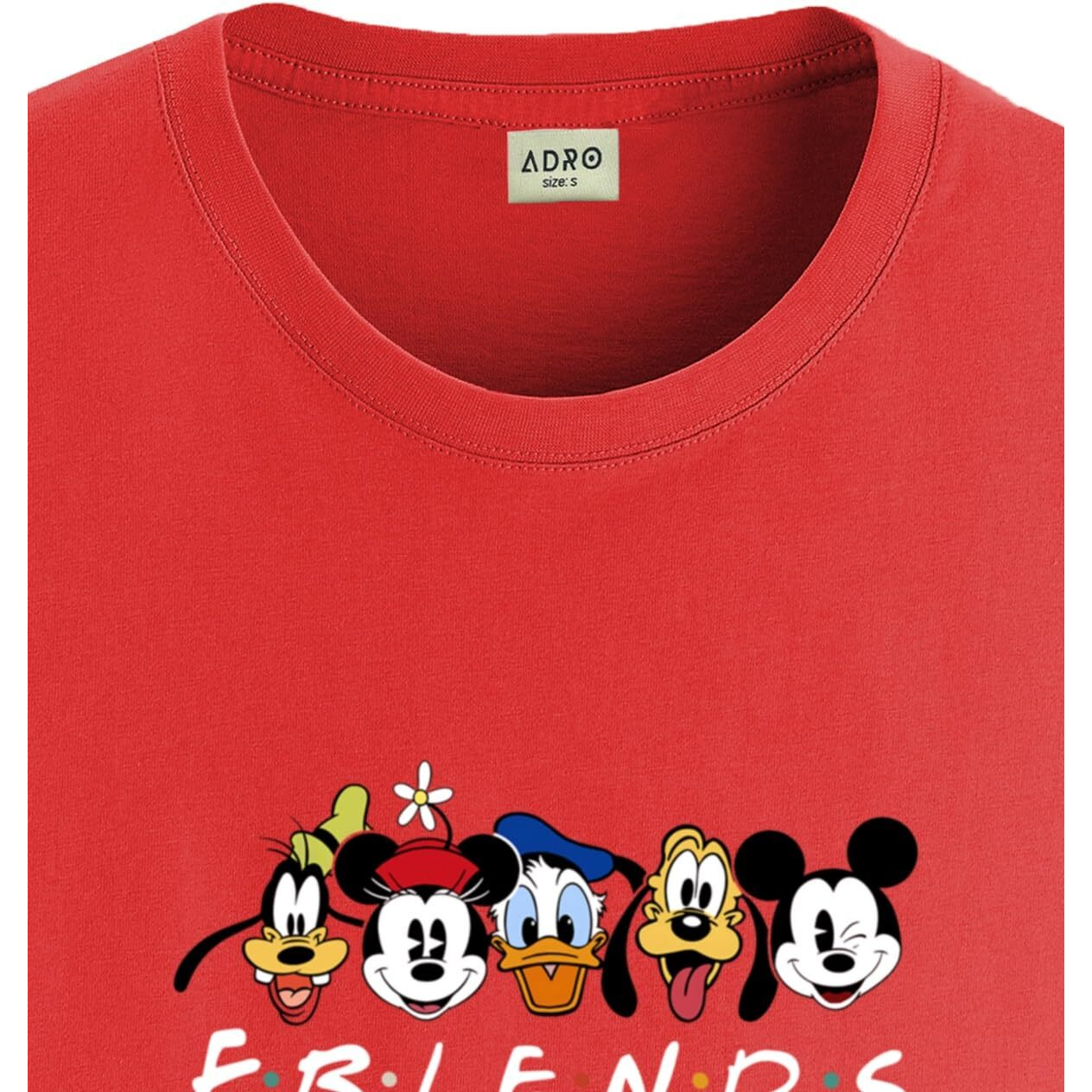 Adro T Shirts For Boys & Girls | Friends Printed T-Shirt | Ages 3-14 | 100% Cotton Round Neck Tshirt For Boys |Krn-L2-Friend-Rd-3-4Y Red