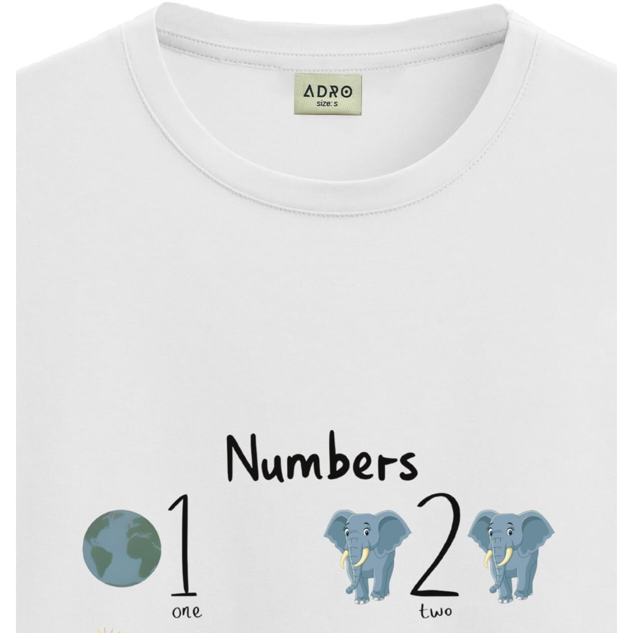 Adro T Shirts For Boys & Girls || Learning Numbers Printed T-Shirt || Ages 3-14 || 100% Cotton Round Neck Tshirt For Boys & Girls||Krn-Numb-Wh-5-6Y White