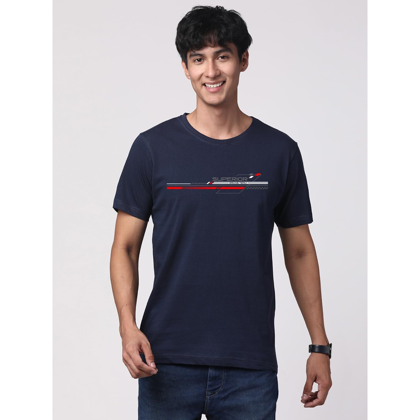 Adro 100% Cotton Lycra Tshirts For Men Combo Pack Of 3 | Regular Fit | Printed T Shirt | Round Neck Half Sleeve| Mens Tshirts|Rcm3_Bcl-Mu_Rac-Nb_Inv-Gr_L