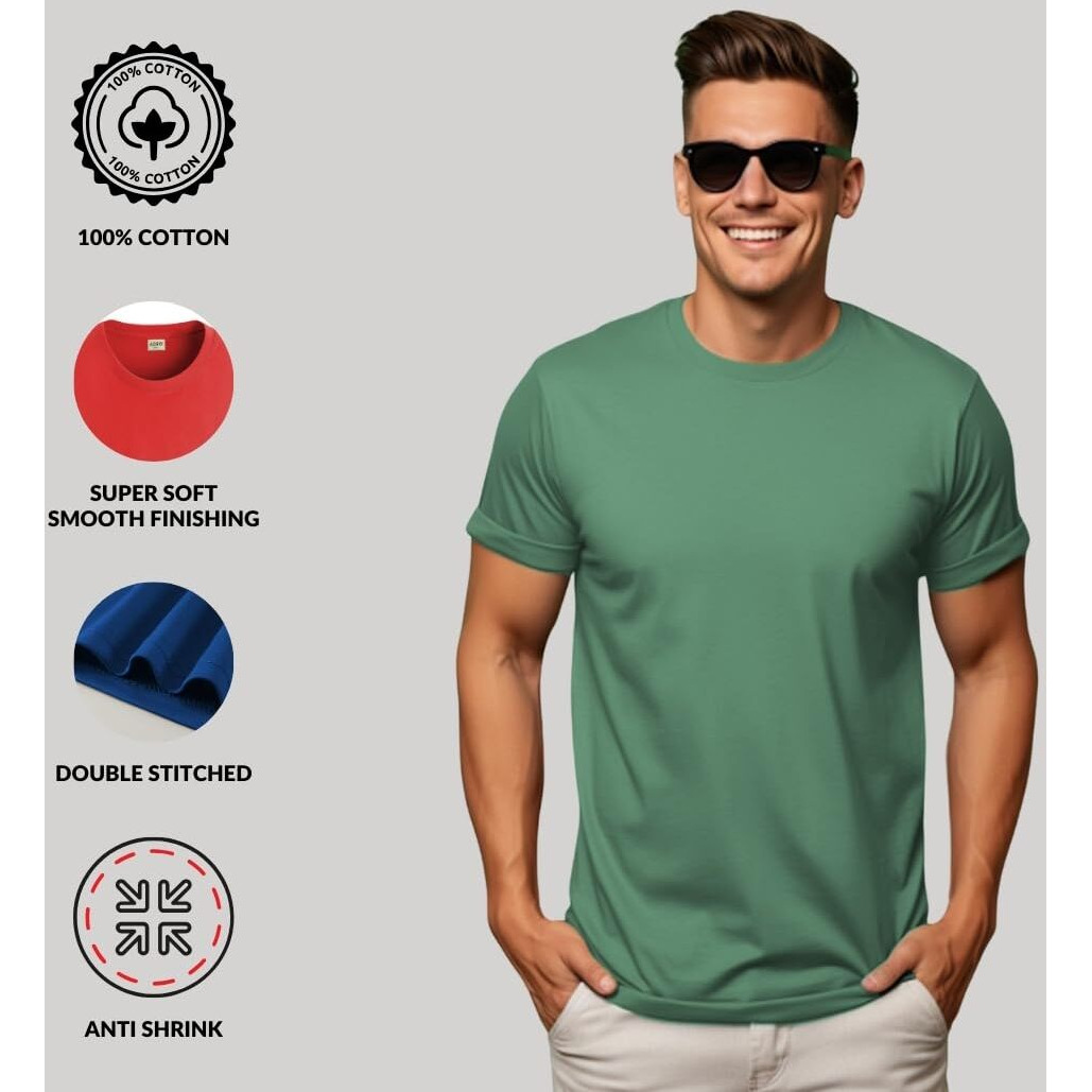 Adro T Shirts Pack Of 2 Mens Tshirts Cotton T Shirts For Men Tshirt T-Shirts Combo T Shirts Tshirts For Men Plain Solid Tshirts Maroon Pista Tshirt For Men Rcm2-Pln-Mr-Pt-L