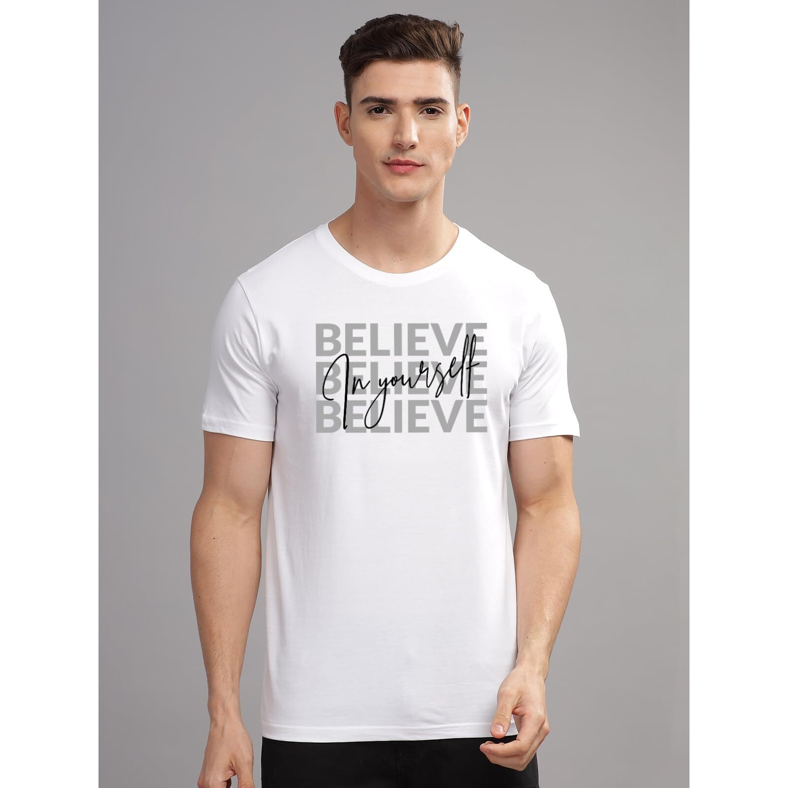Adro 100% Cotton Lycra Tshirts For Men Combo Pack Of 3 | Regular Fit | Printed T Shirt | Round Neck Half Sleeve| Mens Tshirts|Rcm3_Inv-Wh_Bvv-Gr_Die-Sk_S