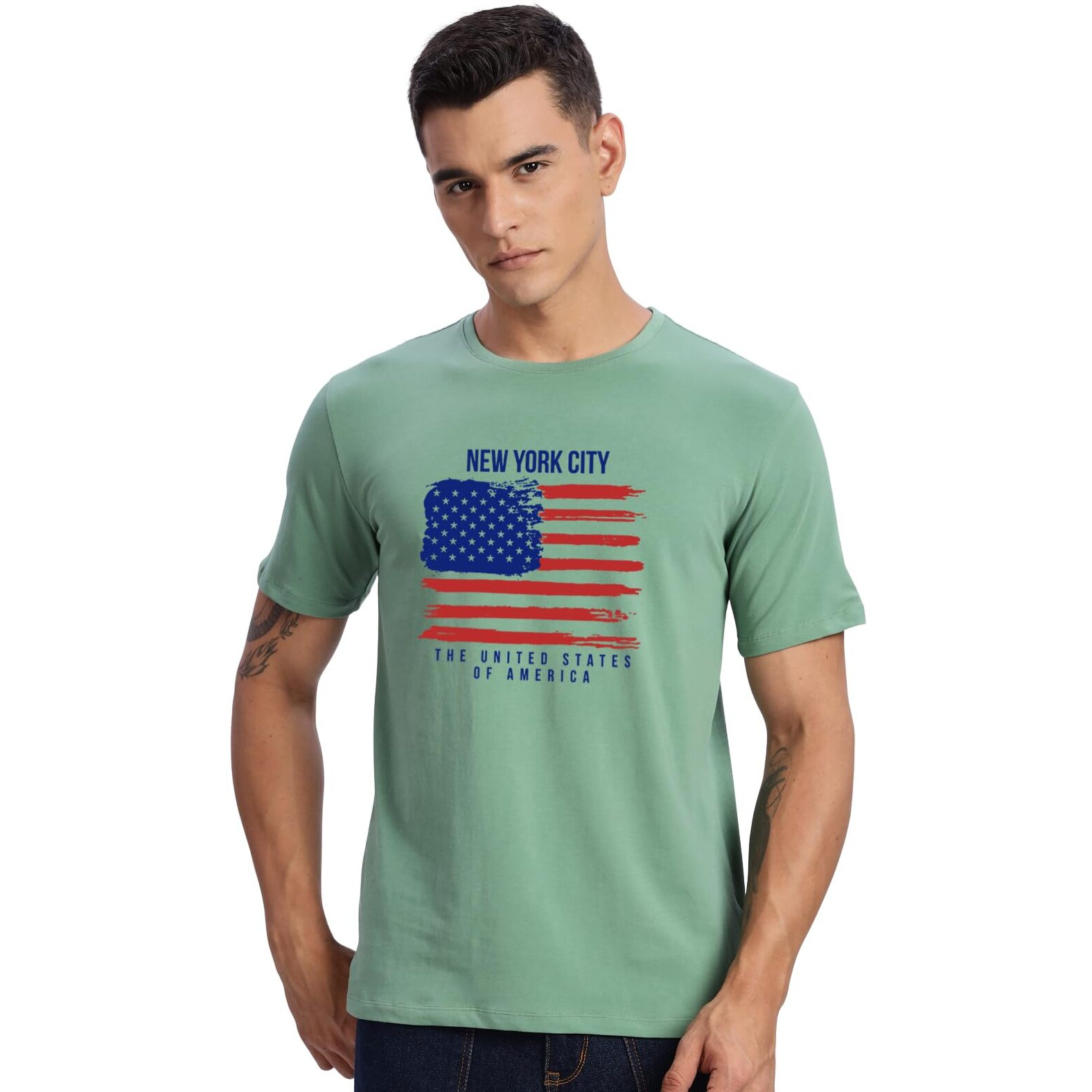 Adro 100% Cotton Lycra Tshirts For Men | Regular Fit T-Shirt | Printed T Shirt For Men | Round Neck Half Sleeve Tees | Tshirt For Man | R22-M-Nww-Pt-M Pista