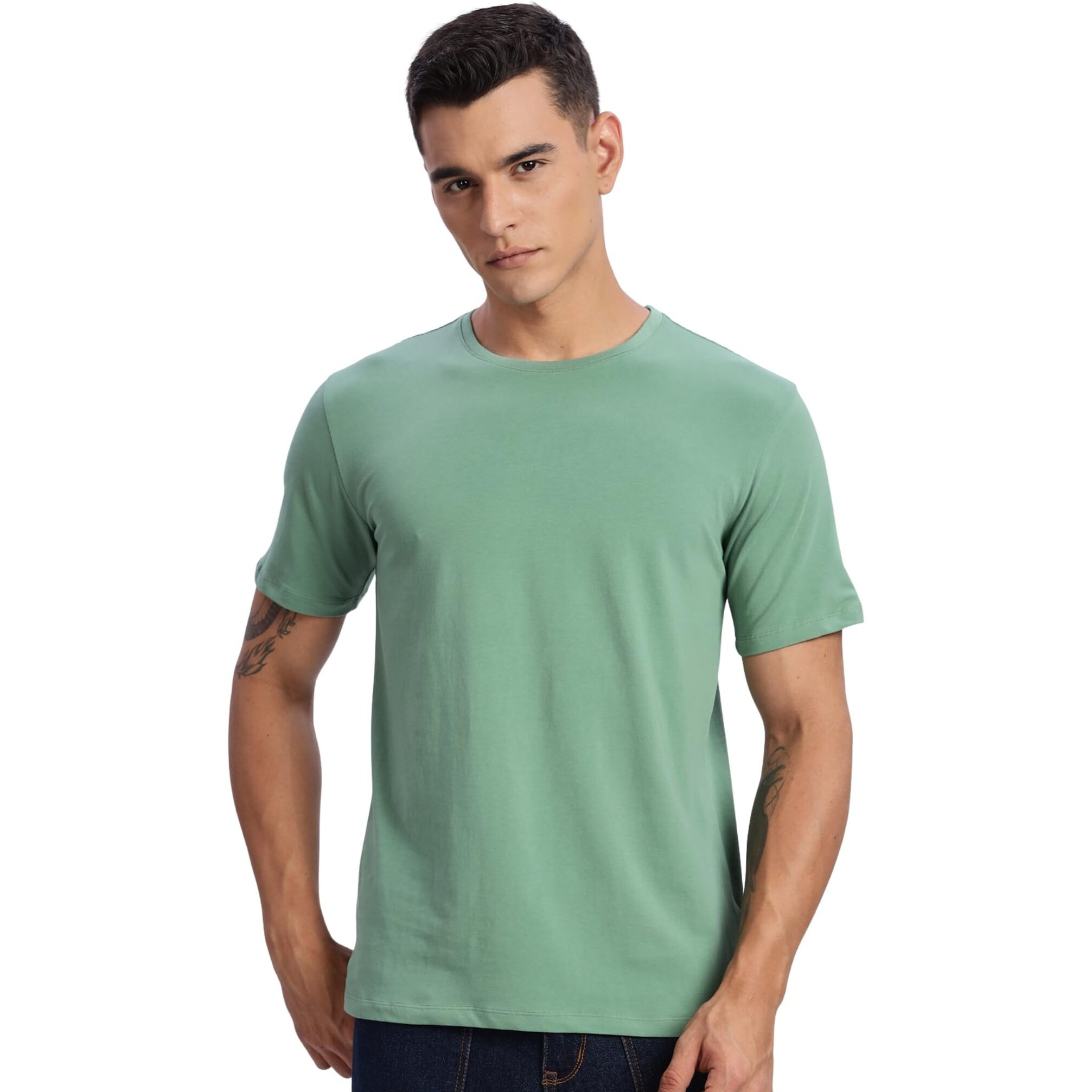 Adro T-Shirts For Menregular Fit Plain T Shirt Cotton Tshirt | Rn24-M-Pln-Pt-2Xl Pista