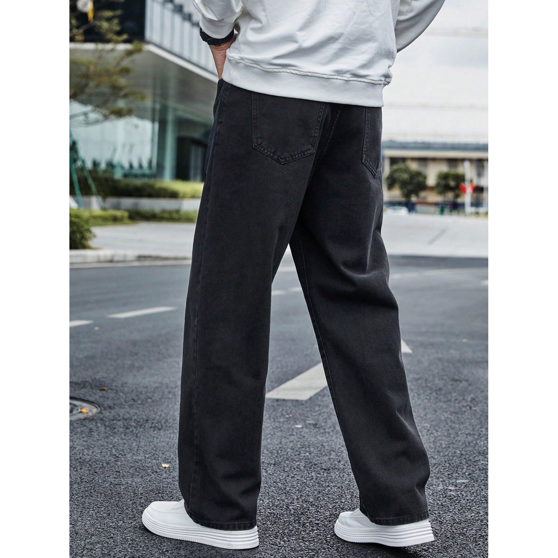 Avanova Men's Black Denim Cotton Oversized Loose Baggy Relaxed Fit Wide-Leg Roomy Jeans Pants For Men (Jeans 167 Black-38)