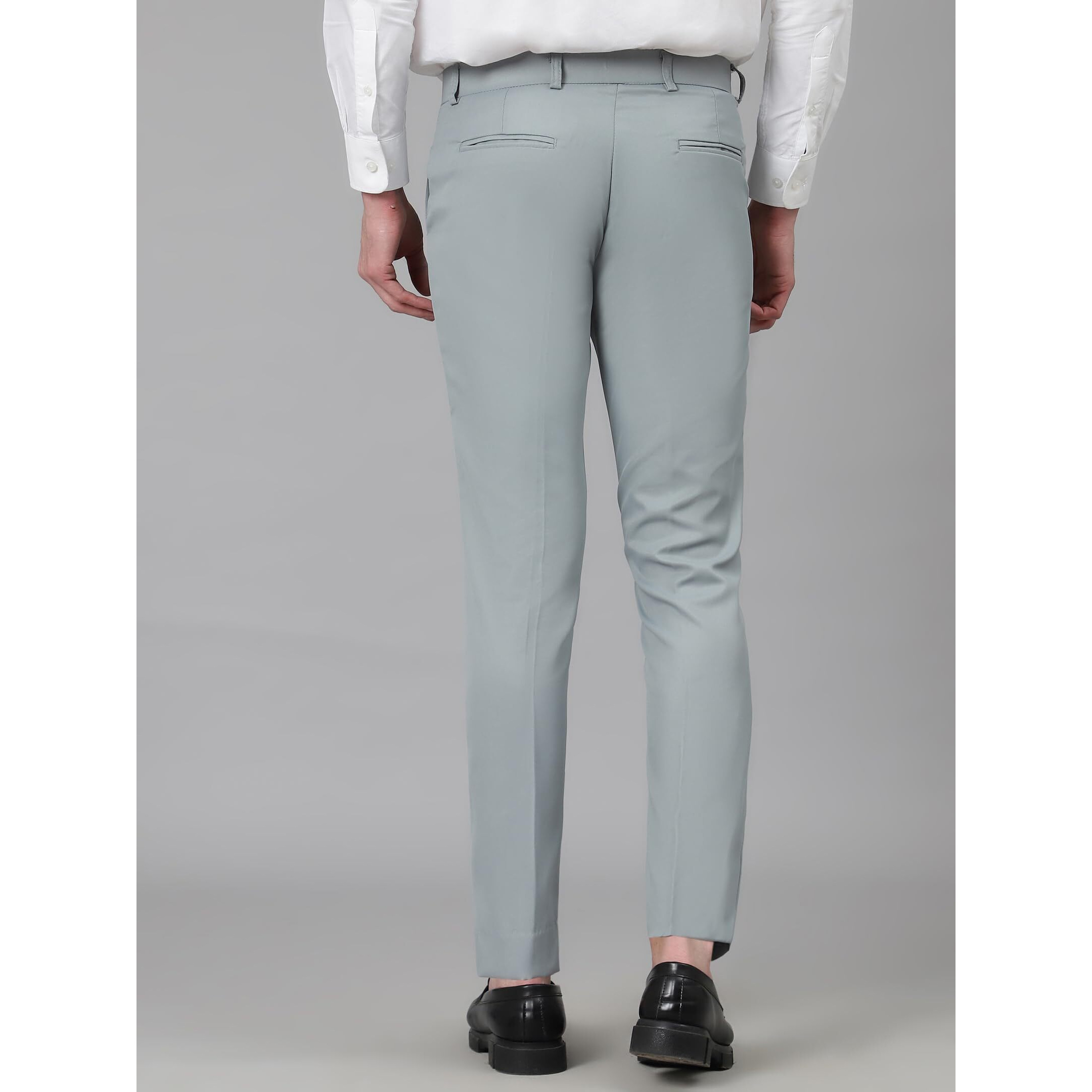 Avanova Men's Solid Ankle Length Flat Front Straight Slim Fit Casual Skinny Stretch Chinos Business Pant With Pocket Suit Pants Clothing Office Formal Wear Work Trousers (M Pant 164 Light Grey-28)