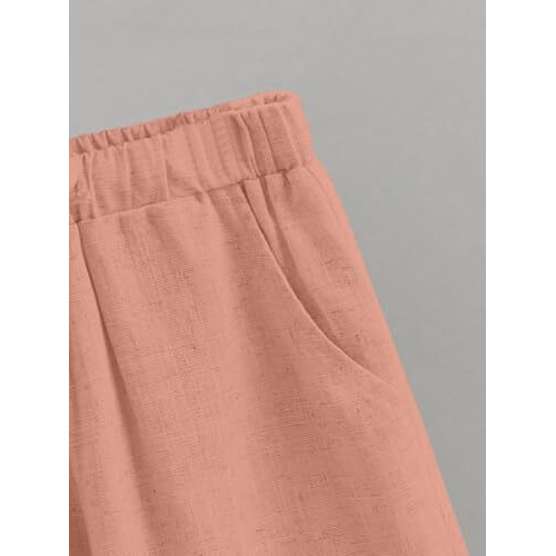 Avanova Boys 2-Piece Outfit Set  Peach Half Button Short Sleeve Top With Matching Shorts | Casual Woven Clothing Set For Boys (Kd-3007-Peach-8 Y)