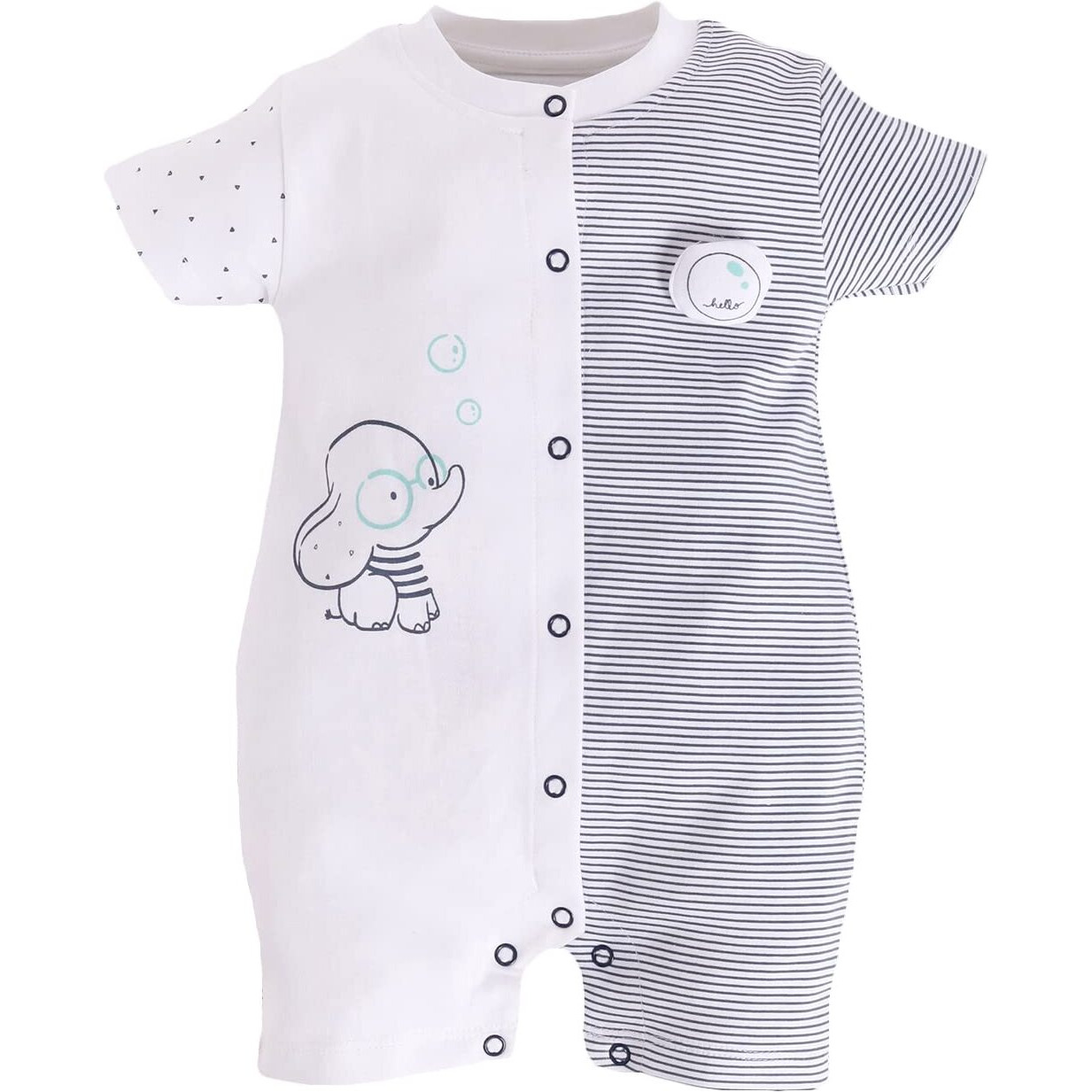 Baby Go 100% Pure Cotton Half Sleeves Casual Romper/Jumpsuit For Baby Boys (6-12 Months, White)