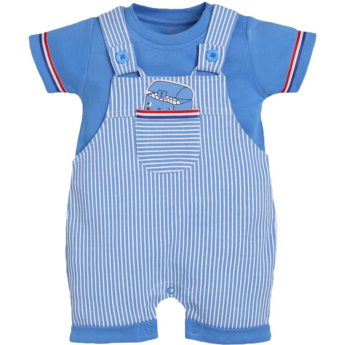 Baby Go 100% Pure Cotton Dungaree For Baby Boys (18-24 Months, Royal2)