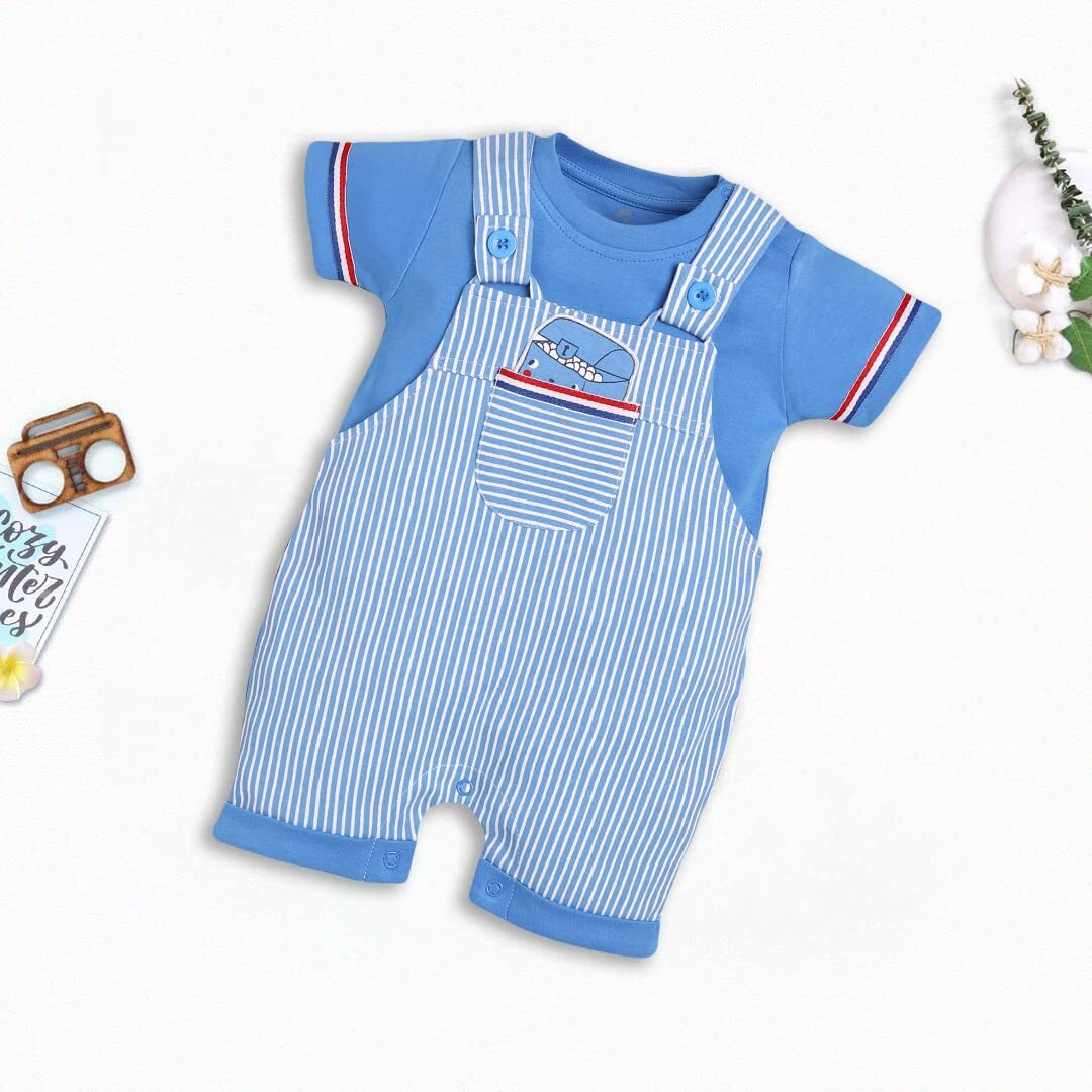 Baby Go 100% Pure Cotton Dungaree For Baby Boys (18-24 Months, Royal2)