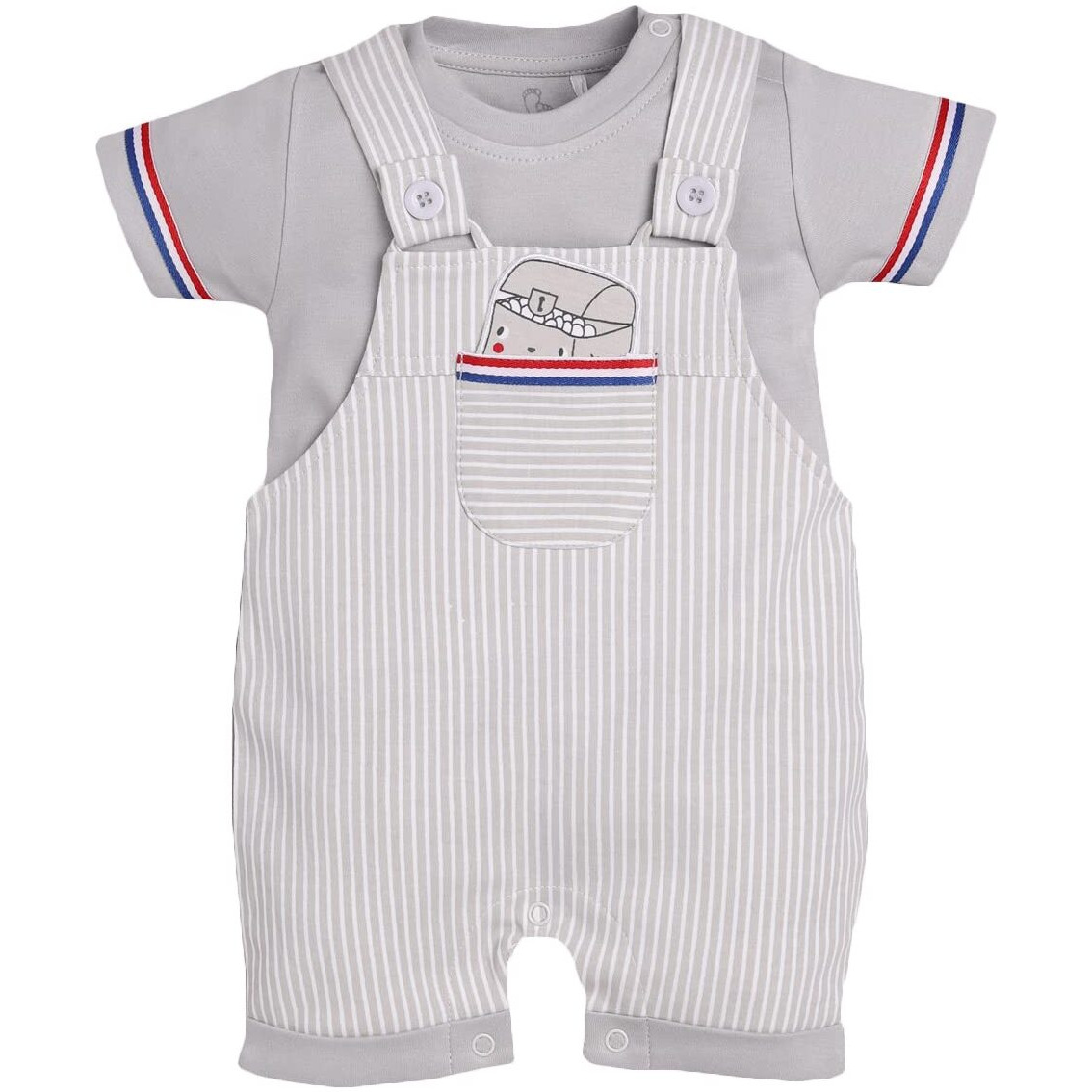 Baby Go 100% Pure Cotton Dungaree For Baby Boys (18-24 Months, Grey3)