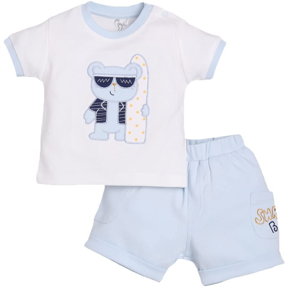 Baby Go 100% Pure Cotton Kids Printed T-Shirt &Shorts For Baby Boys (12-18 Months,Sky2), Blue
