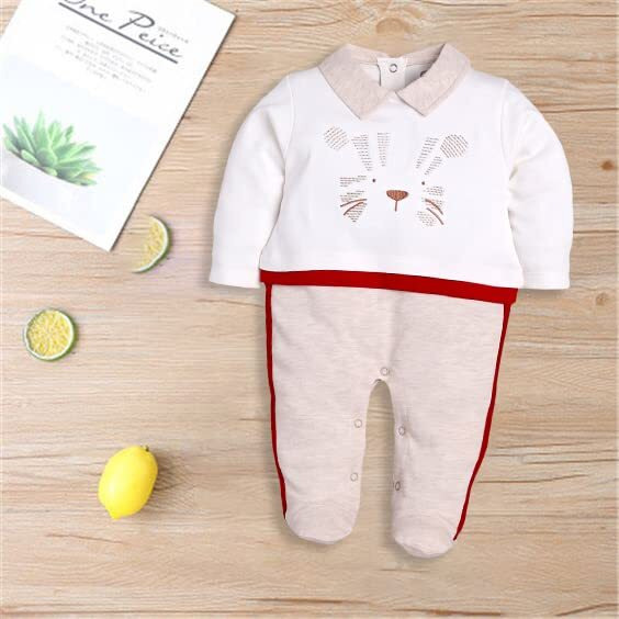 Baby Go 100% Pure Cotton Full Sleeves Rompers/Bodysuit/Sleepsuit In Red For Baby Boys (6-9 Months)