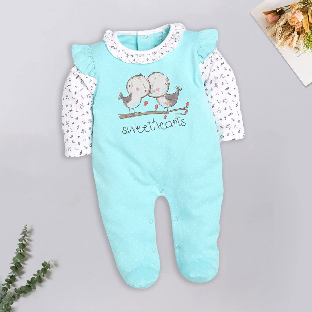 Baby Go 0-3M/3-6M Full Sleeve 100% Soft Cotton Romper/Jumpsuit/Sleepsuit/Nightsuit/Infant Wear/Clothes For New Born Baby Girls