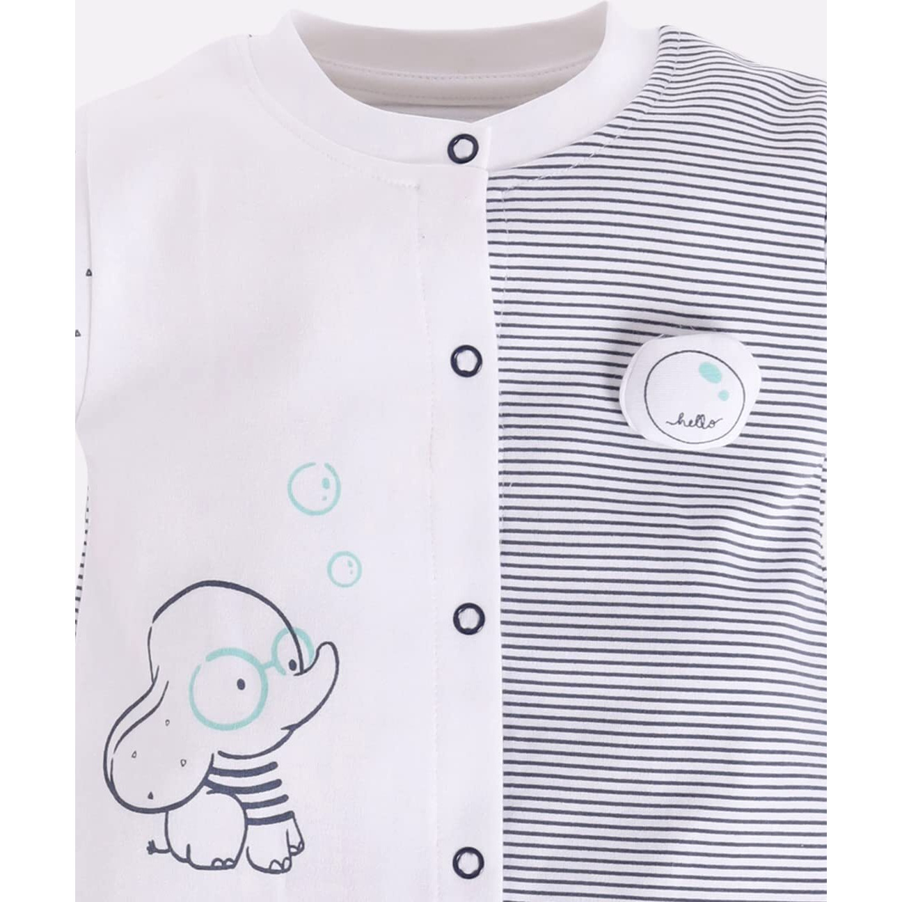 Baby Go 100% Pure Cotton Half Sleeves Casual Romper/Jumpsuit For Baby Boys (0-3 Months, White)