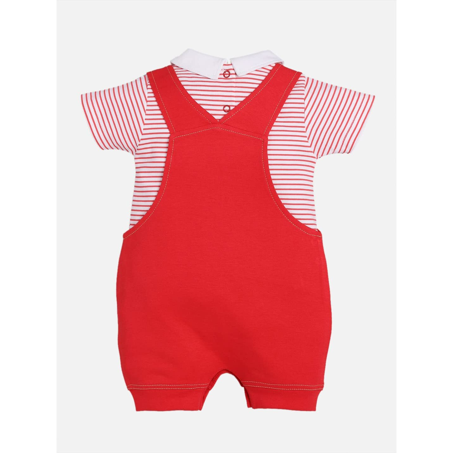 Baby Go 100% Pure Cotton Dungaree In Red For Baby Boys (12-18 Months)