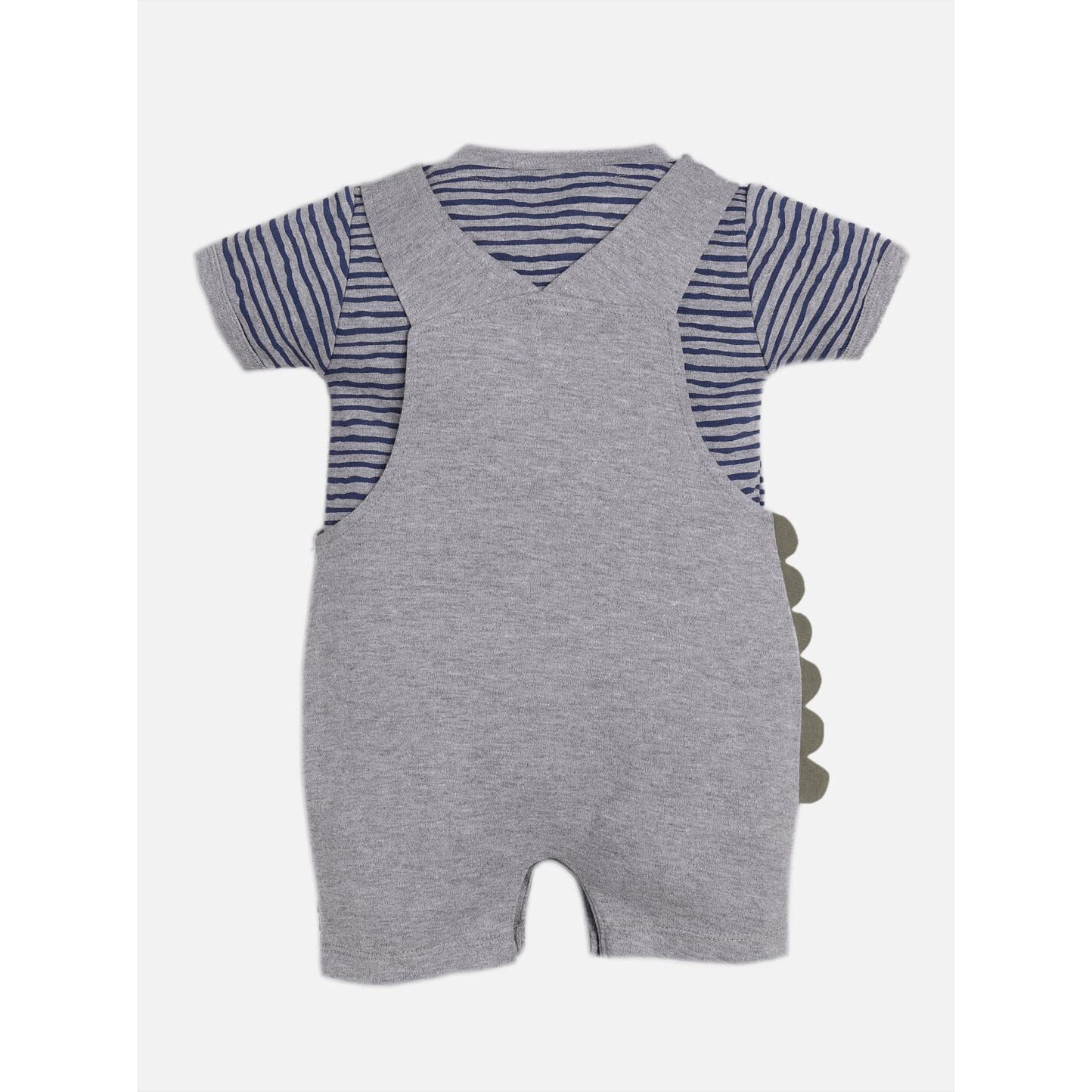Baby Go 100% Pure Cotton Dungaree For Baby Boys (12-18 Months, Grey2)