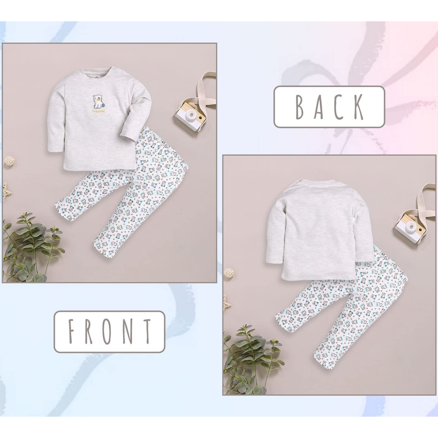 Baby Go 0-6M,6-12M,12-18M,18-24M Full Sleeves 100% Pure Cotton Clothing Pajama Set For Baby Girls, White, 6 Months-12 Months