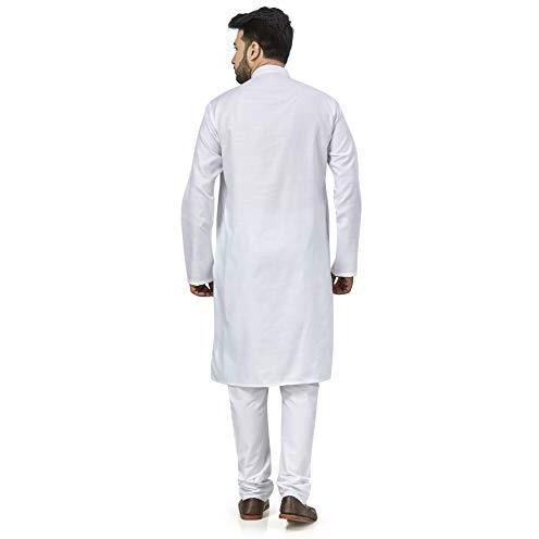 Be Active 100% Cotton Stylish Trendy Solid Pattern Full Sleeve Comfortable Men's Kurta Pyjama Set Gives Rich Look Rfsk0001_1_Set_Xxl White