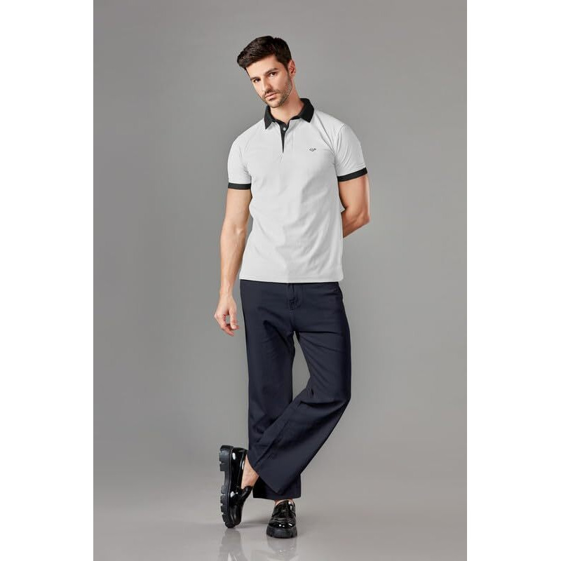 Be Active Men's Casual Polo Tshirt With Contrast Collar|| Tshirt For Men || Tshirt For Men Stylish || Tshirt For Men Polo (Ptp0001 1 M) Crystal White