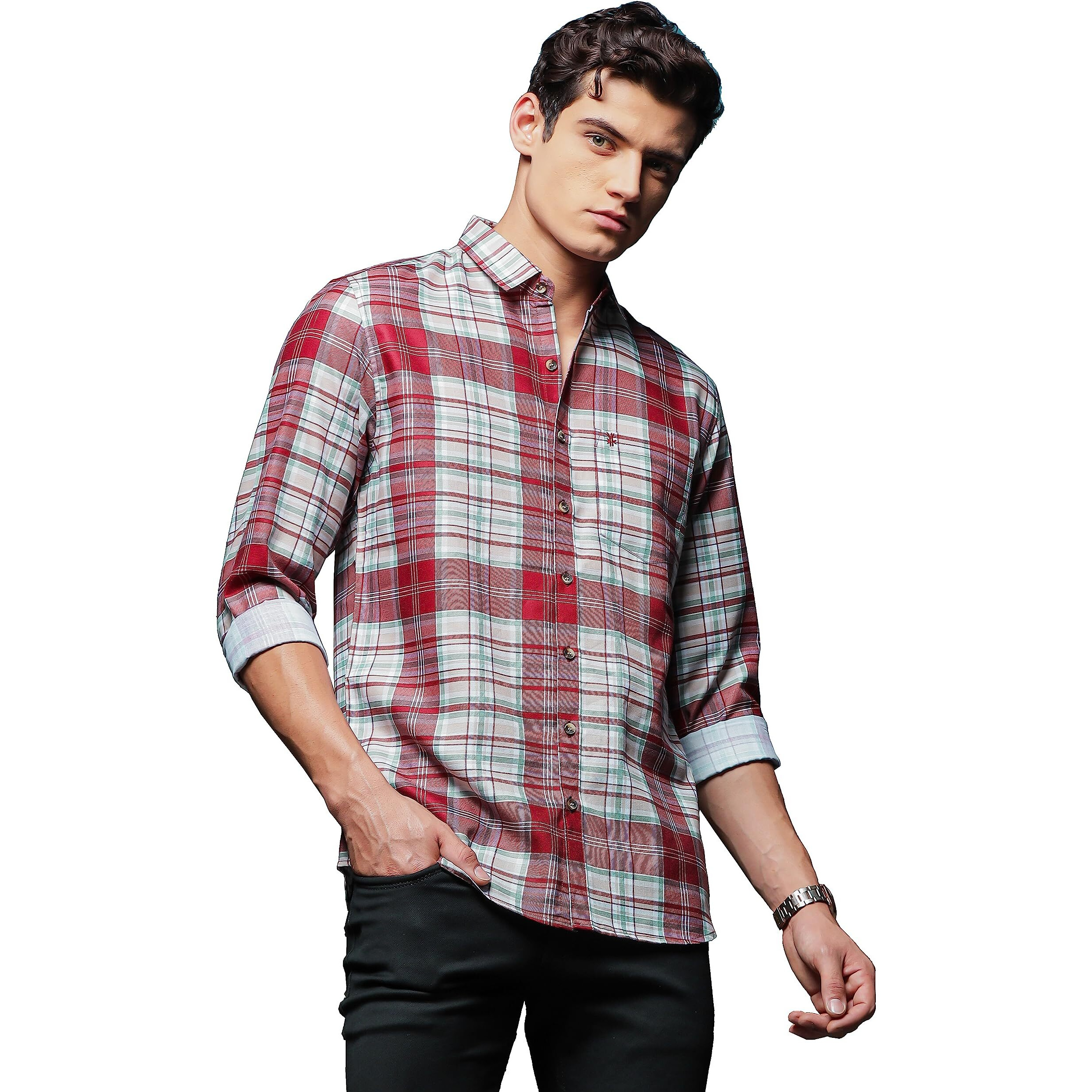 Be Active Men Cotton Stylish Casual Checks Regular Fit Shirt Cch0162-5-M Red