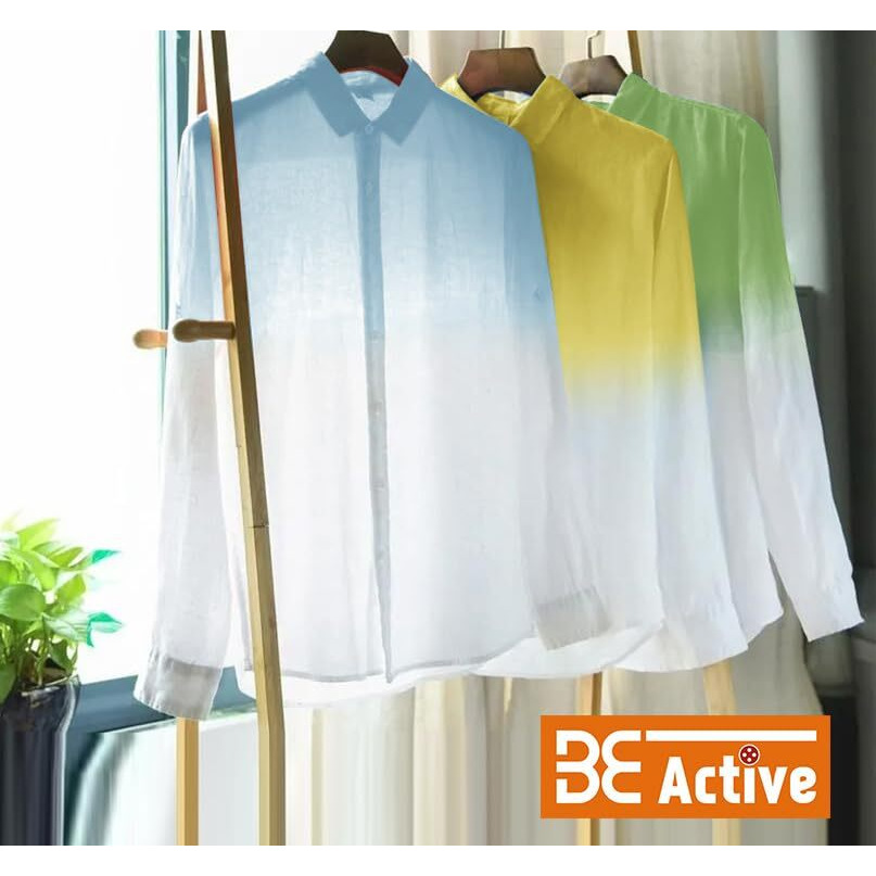 Be Active Men's Casual Linen Blend Ombre Faded Regular Fit Shirt || Casual Shirts For Men || Men Casual Shirt || Casual Wear Shirts (Cpr0156-3-Xxl) Oceanic Blue