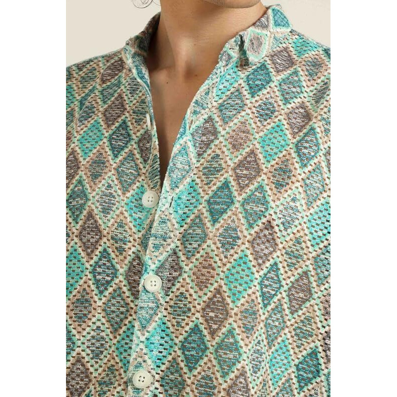 Be Active Men's Casual Cotton Blend Embroidered Shirt || Half Sleeve Shirt || Men Casual Shirt || Casual Wear Shirts (Him0023 1 L) Blue