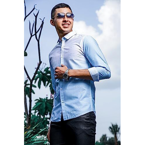 Be Active Men's Casual 100% Cotton Printed Shirt || Casual Shirts For Men || Men Casual Shirt || Casual Wear Shirts (Cpr0115-2-M) Blue