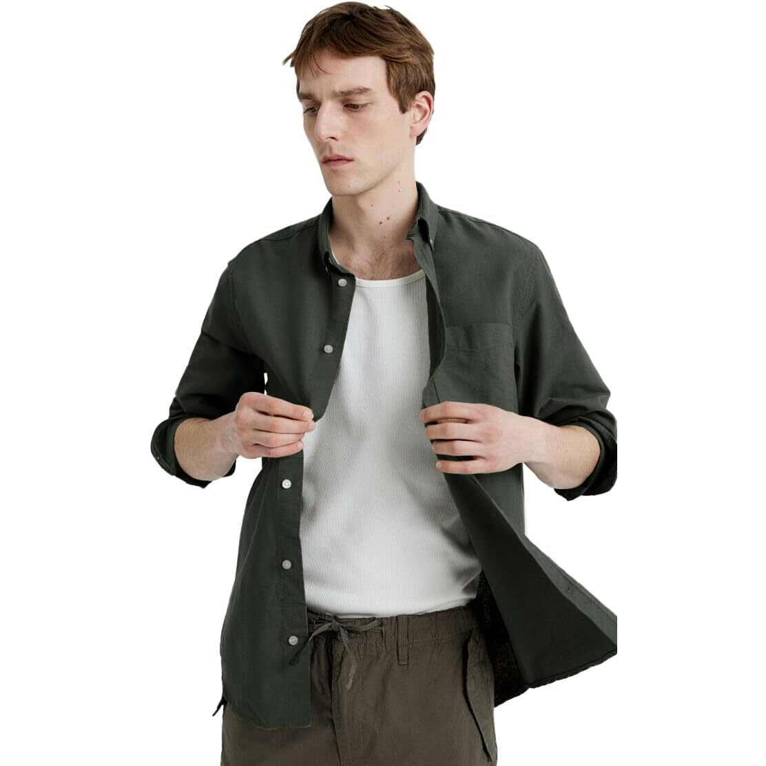 Be Active Men's Casual Pure Cotton Regular Fit Solid Shirt || Casual Shirts For Men || Men's Casual Shirt || Casual Wear Shirts (Rf0020 21 M) Olive Green