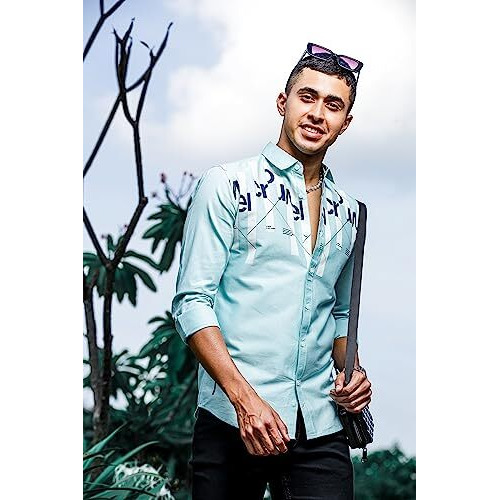 Be Active Men's Casual 100% Cotton Printed Shirt || Casual Shirts For Men || Men Casual Shirt || Casual Wear Shirts (Cpr0114-1-L) Blue