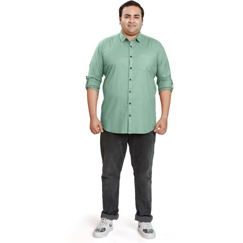 Be Active Men's Casual 100% Cotton Solid Plus Size Shirt || Plus Size Shirts For Men || Casual Plus Size Shirt || Casual Wear Shirts (N-Rfbg0015 25 3Xl) Pastel Green