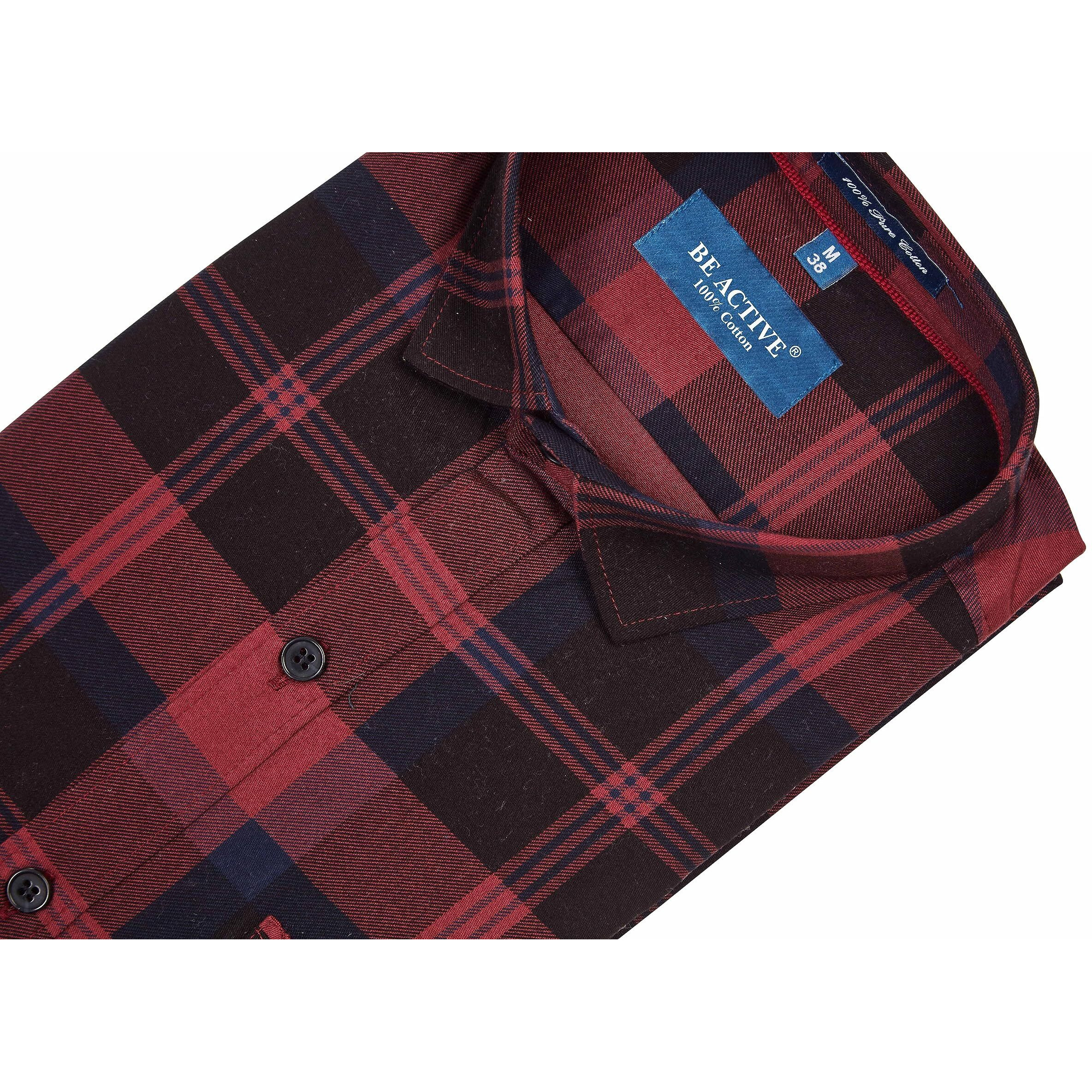 Be Active Men's Casual 100% Cotton Checkered Shirt || Casual Shirts For Men || Men Casual Shirt || Casual Wear Shirts (Cch0177-2-M) Maroon