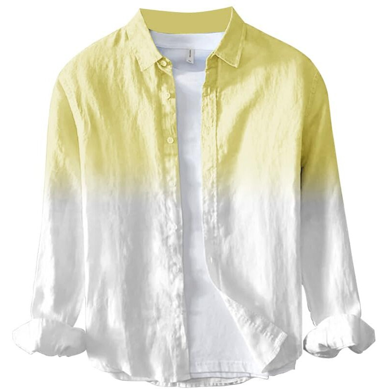 Be Active Men's Casual Linen Blend Ombre Faded Shirt || Casual Shirts For Men || Men Casual Shirt || Casual Wear Shirts (Cpr0156-2-M) Yellow