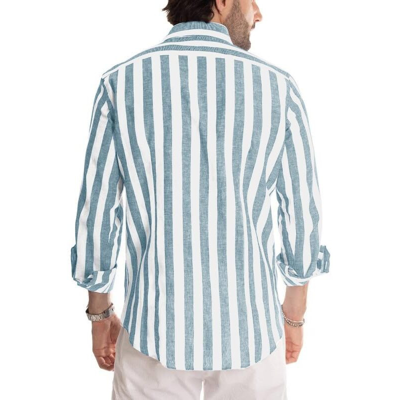 Be Active Men's Casual Linen Blend Stripes Shirt || Casual Shirts For Men || Men Casual Shirt || Casual Wear Shirts (Rf0024 10 Xl) Turquoise