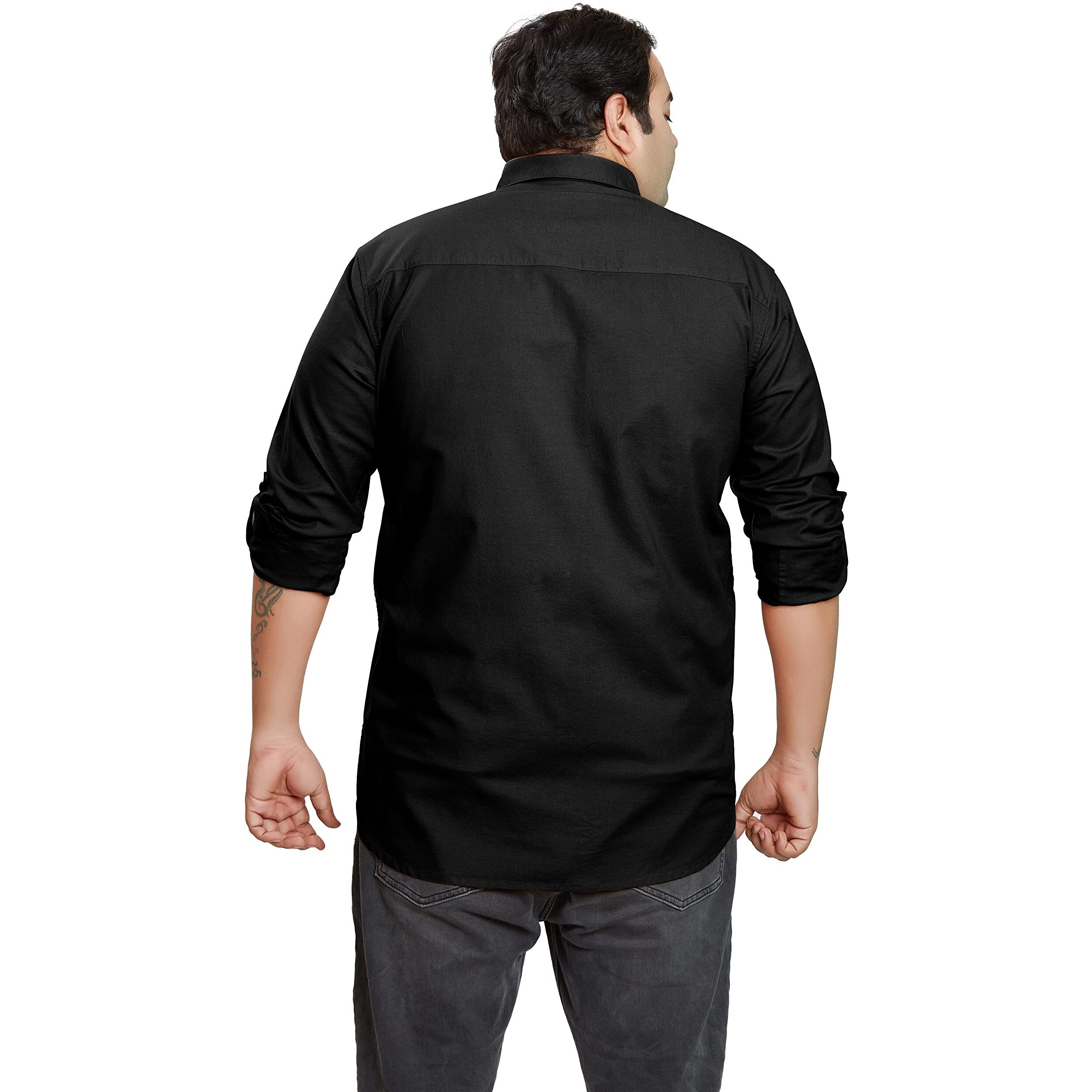 Be Active Men's Casual 100% Cotton Solid Plus Size Shirt || Plus Size Shirts For Men || Casual Plus Size Shirt || Casual Wear Shirts (Rfbg0015 2 3Xl) Black