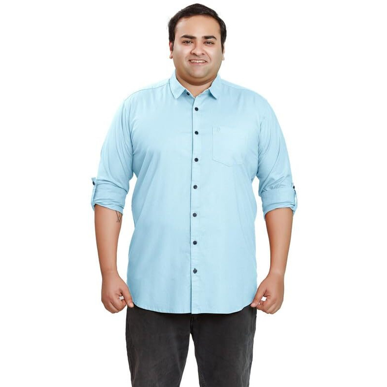 Be Active Men's Casual 100% Cotton Solid Plus Size Shirt || Plus Size Shirts For Men || Casual Plus Size Shirt || Casual Wear Shirts (N-Rfbg0015 16 3Xl) Sky