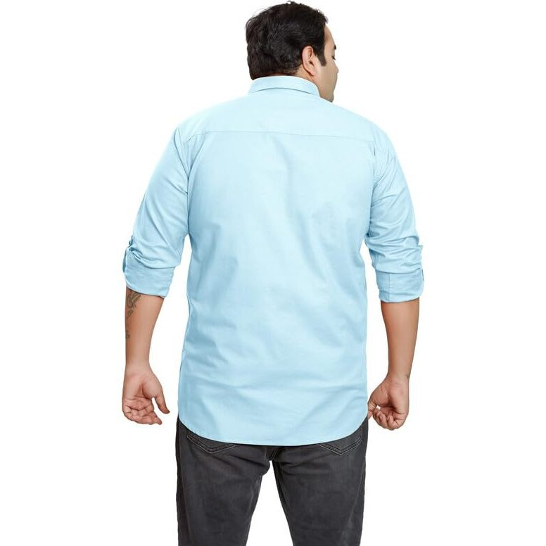 Be Active Men's Casual 100% Cotton Solid Plus Size Shirt || Plus Size Shirts For Men || Casual Plus Size Shirt || Casual Wear Shirts (N-Rfbg0015 16 3Xl) Sky