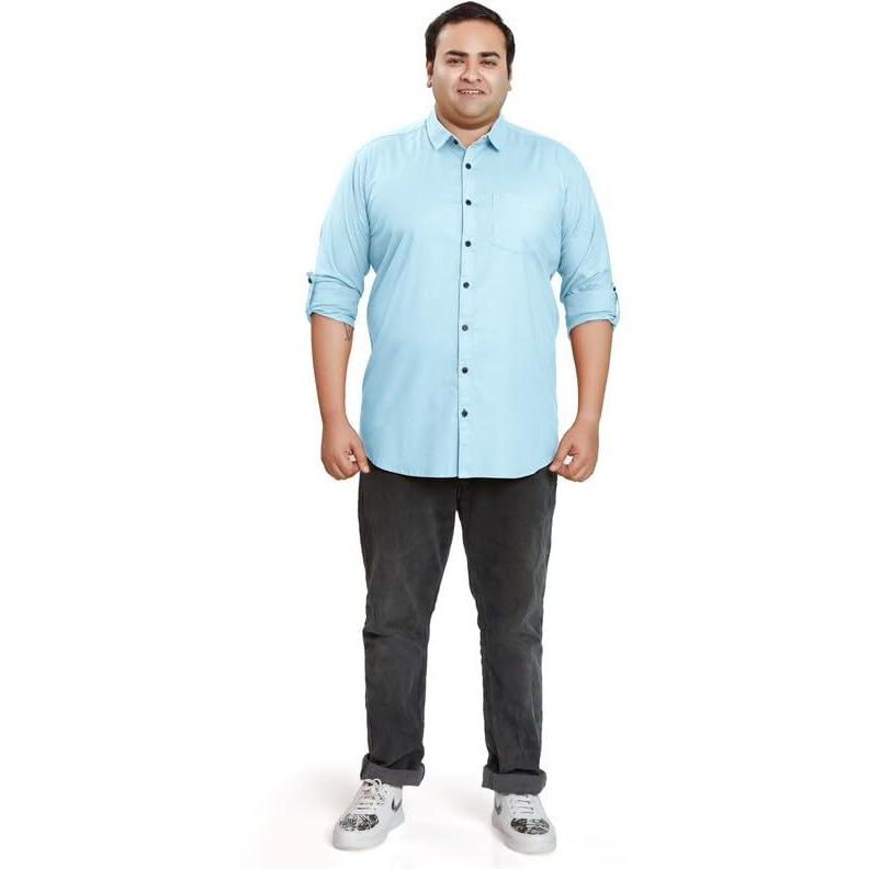 Be Active Men's Casual 100% Cotton Solid Plus Size Shirt || Plus Size Shirts For Men || Casual Plus Size Shirt || Casual Wear Shirts (N-Rfbg0015 16 3Xl) Sky