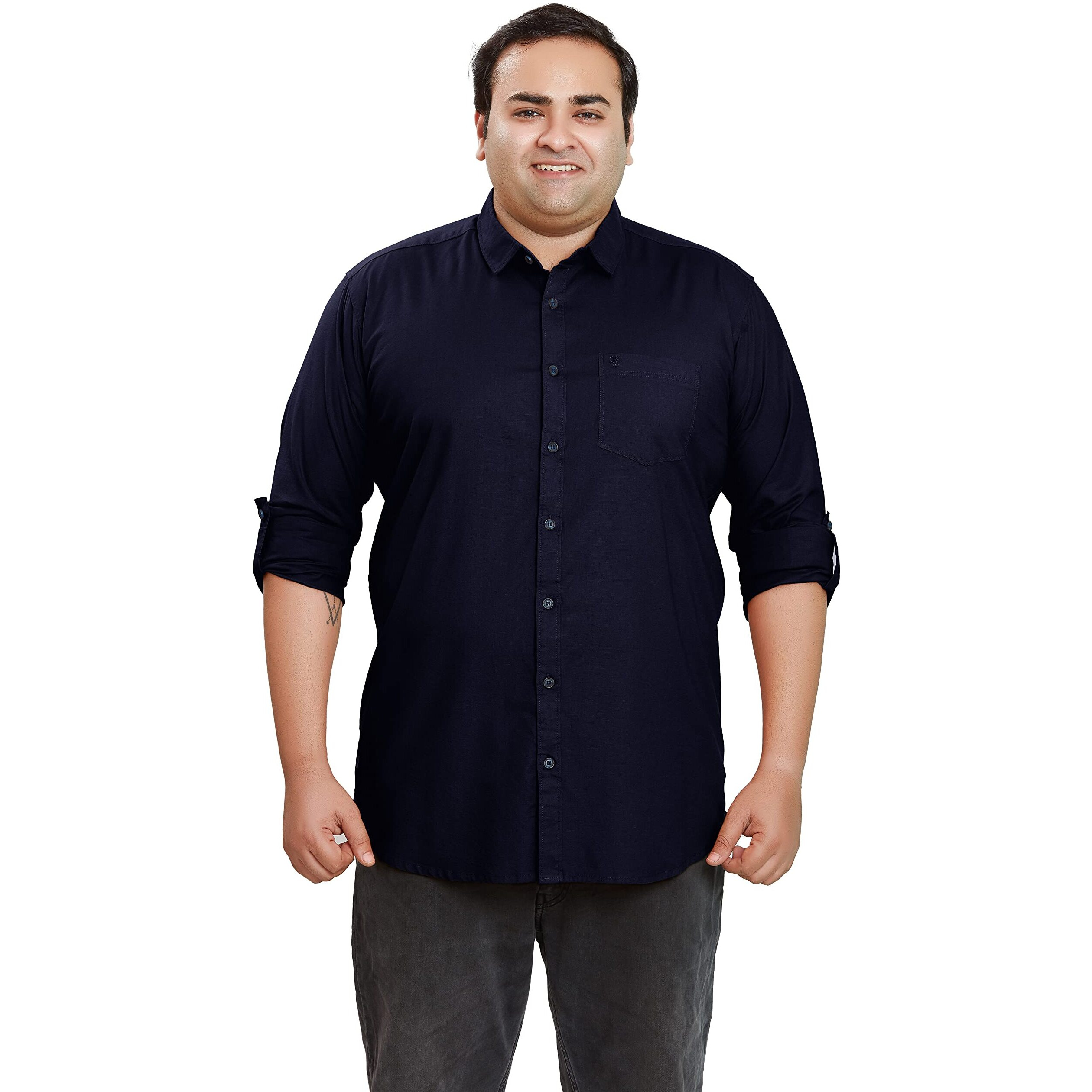 Be Active Men's Casual 100% Cotton Solid Plus Size Shirt || Plus Size Shirts For Men || Casual Plus Size Shirt || Casual Wear Shirts (Rfbg0015 3 3Xl) Navy Blue