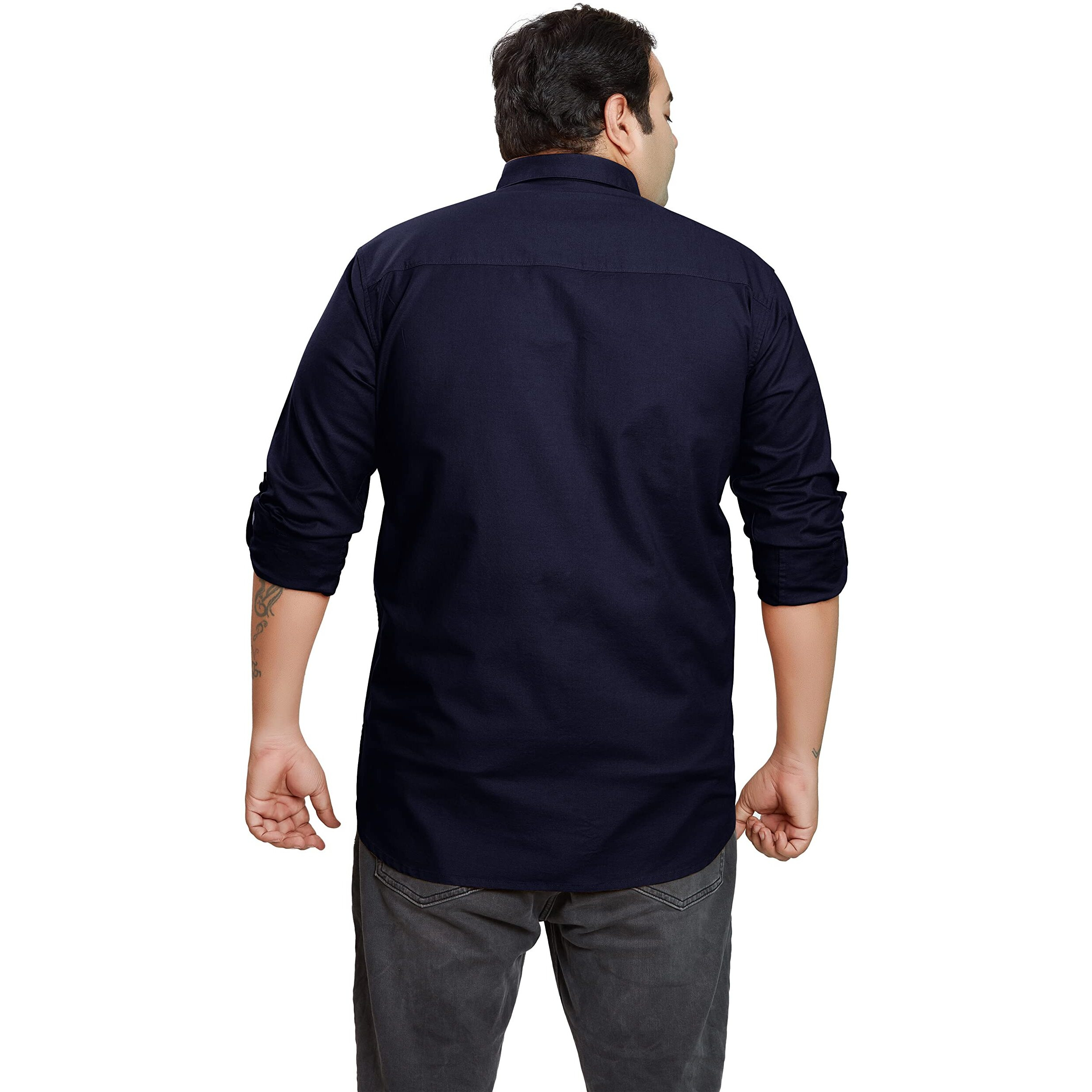 Be Active Men's Casual 100% Cotton Solid Plus Size Shirt || Plus Size Shirts For Men || Casual Plus Size Shirt || Casual Wear Shirts (Rfbg0015 3 3Xl) Navy Blue