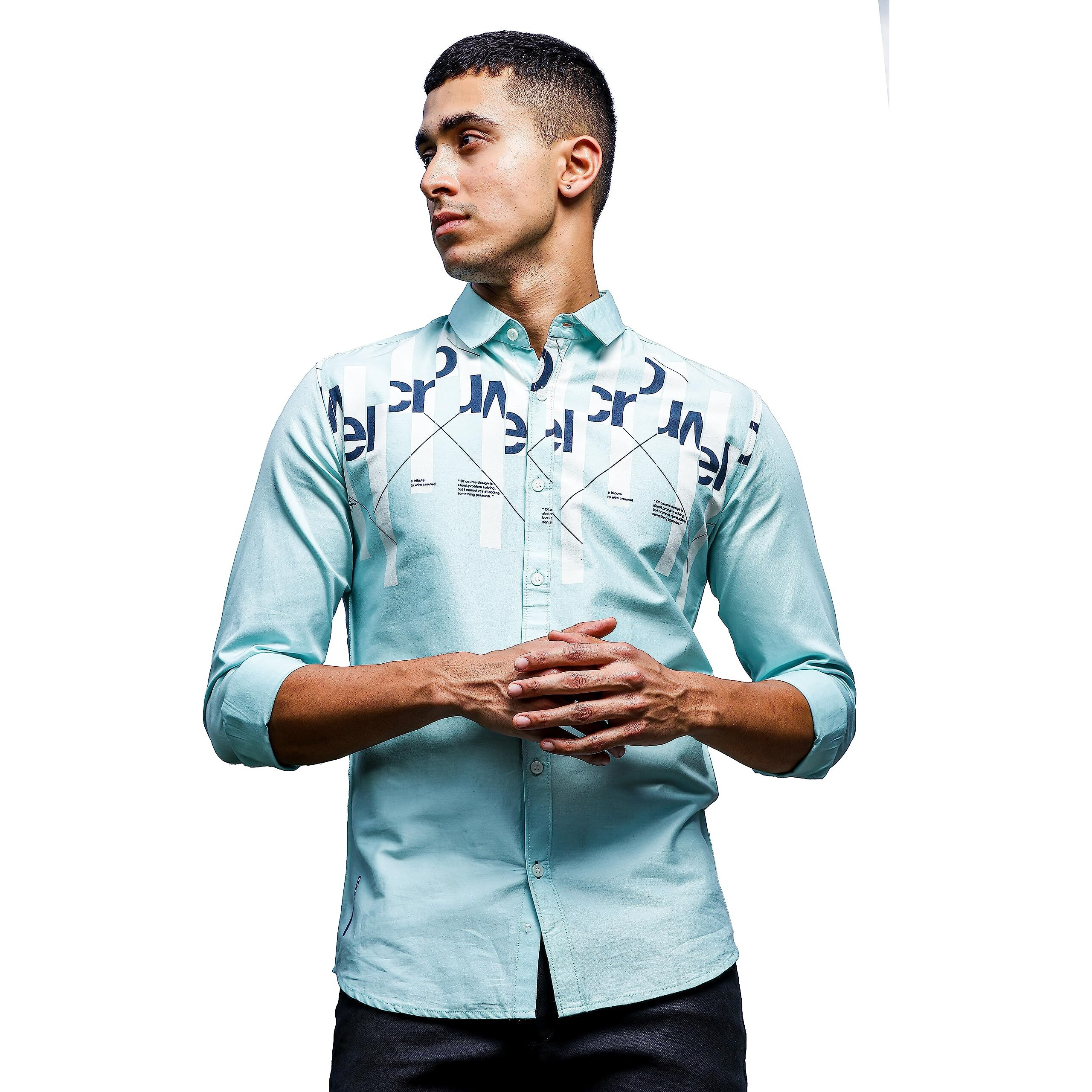 Be Active Men's Casual 100% Cotton Printed Shirt || Casual Shirts For Men || Men Casual Shirt || Casual Wear Shirts (Cpr0114-1-M) Blue