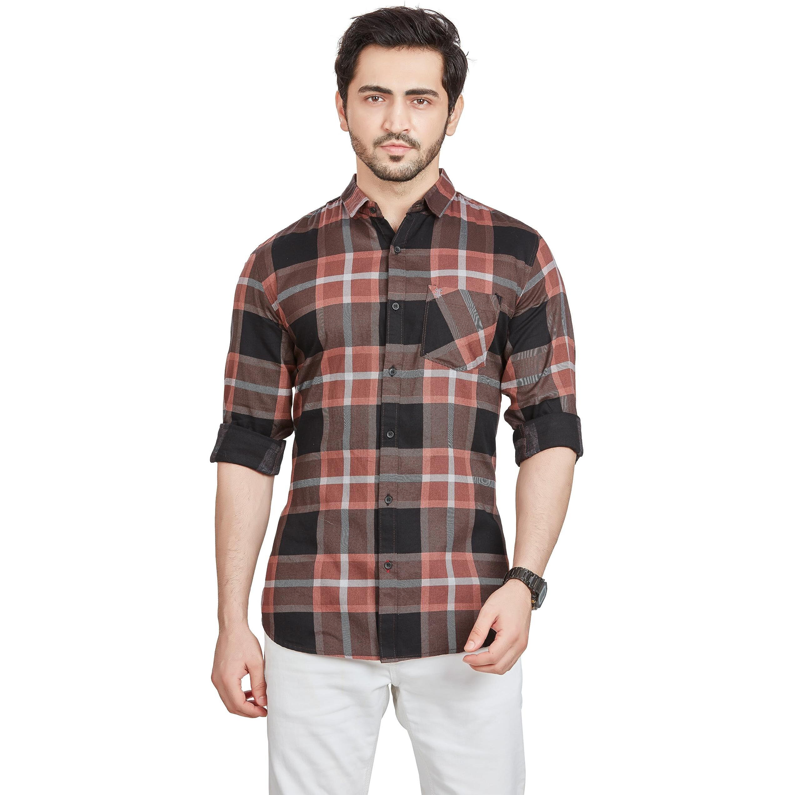 Be Active Men's Casual 100% Cotton Checkered Shirt || Casual Shirts For Men || Men Casual Shirt || Casual Wear Shirts (Cch0161-2-M)