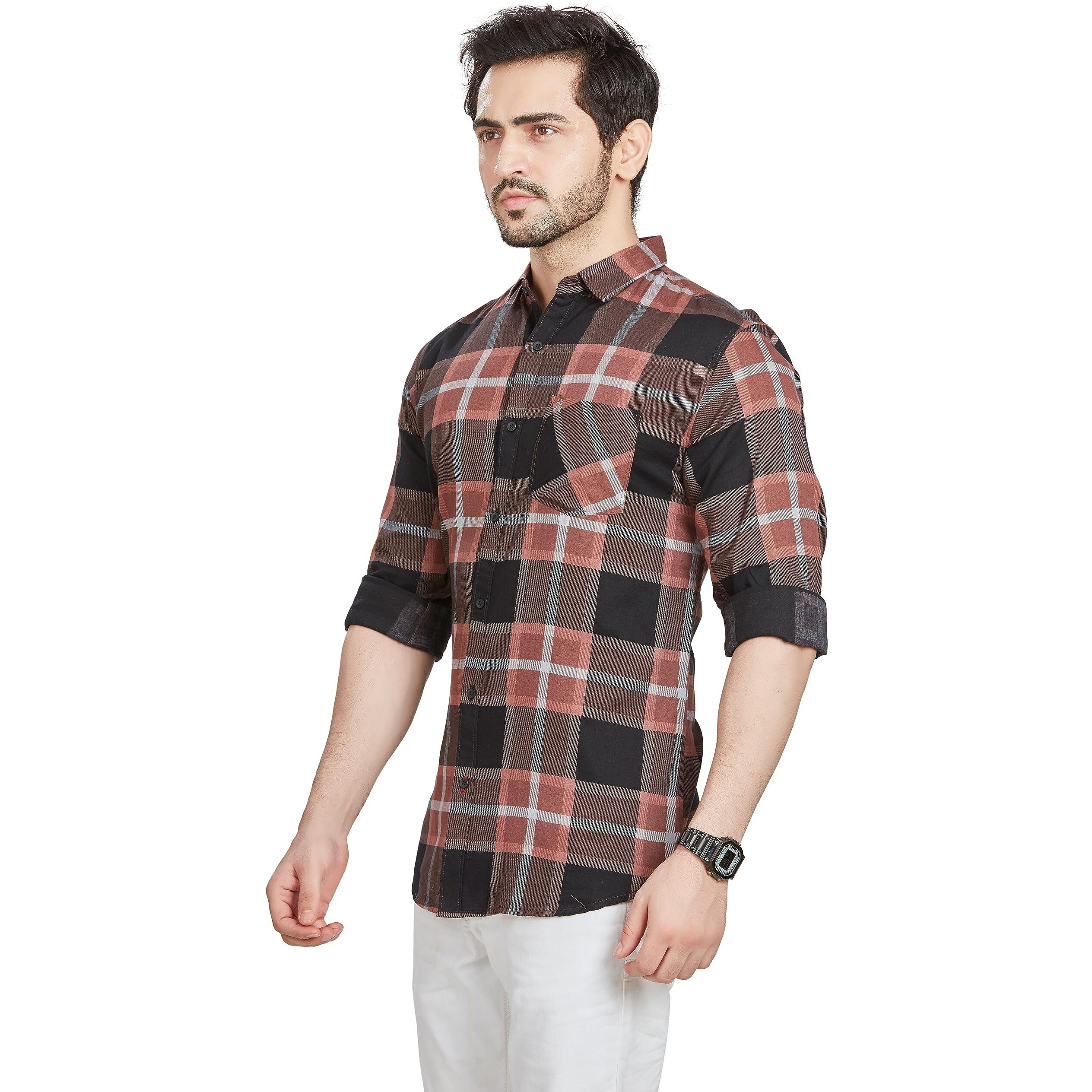 Be Active Men's Casual 100% Cotton Checkered Shirt || Casual Shirts For Men || Men Casual Shirt || Casual Wear Shirts (Cch0161-2-M)