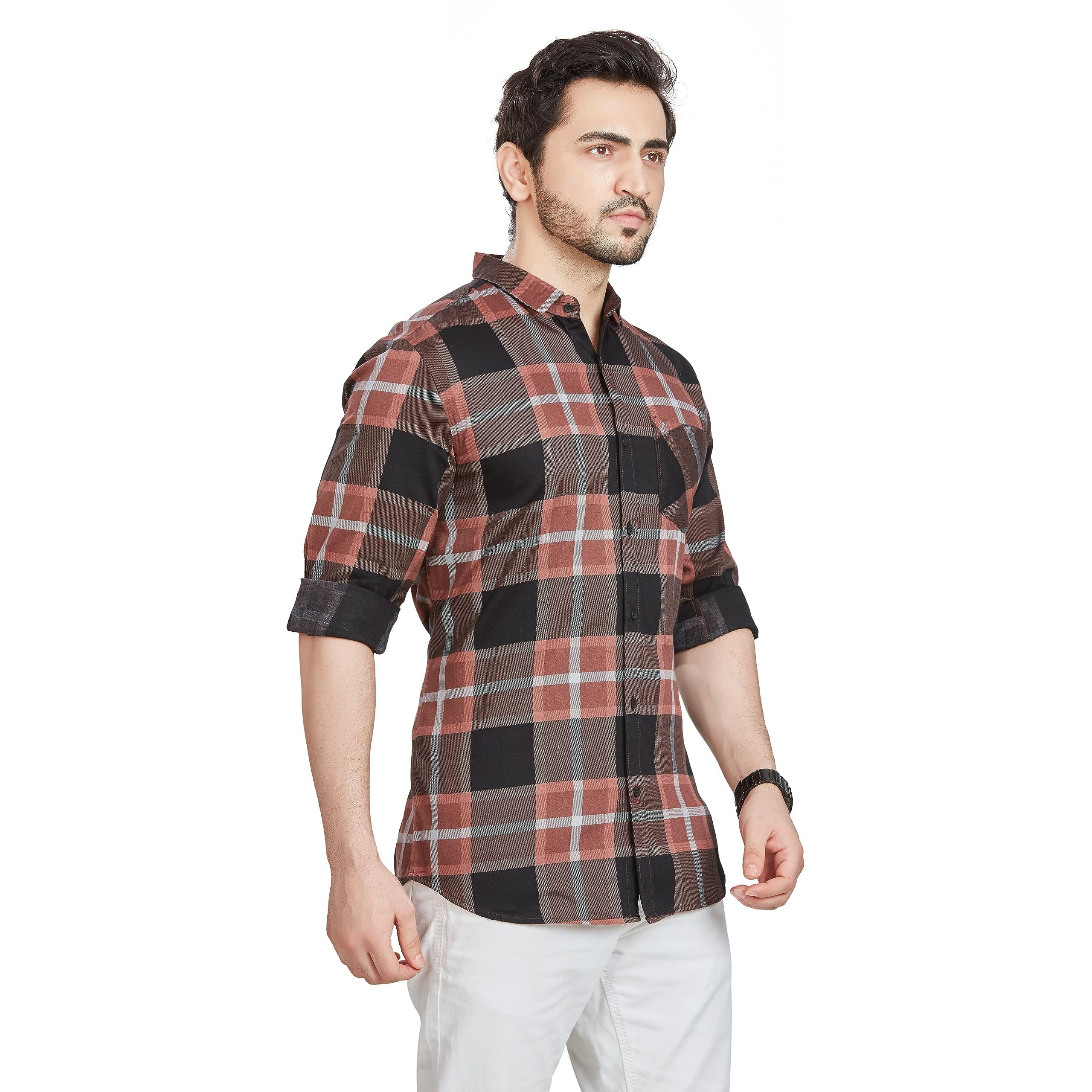 Be Active Men's Casual 100% Cotton Checkered Shirt || Casual Shirts For Men || Men Casual Shirt || Casual Wear Shirts (Cch0161-2-M)