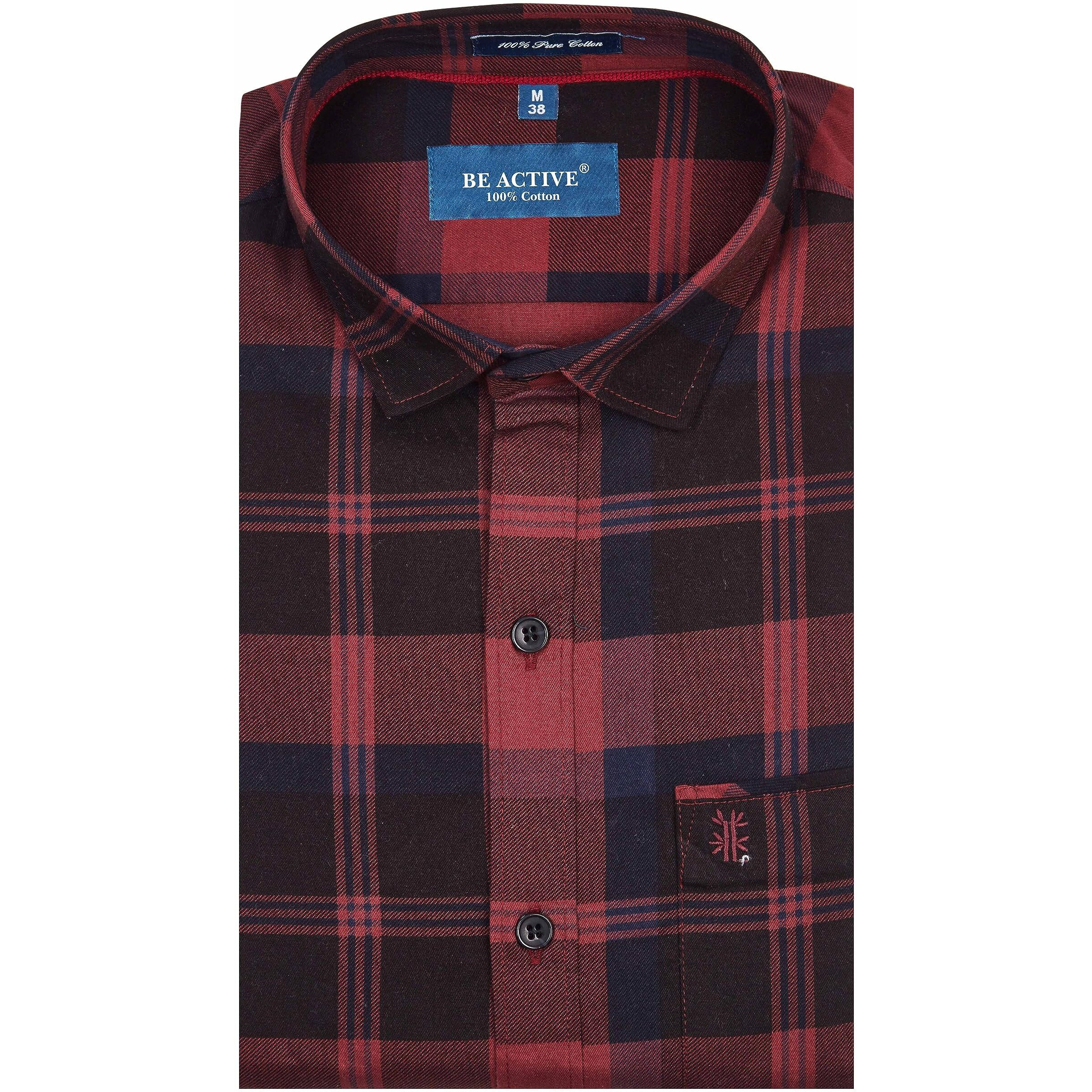 Be Active Men's Casual 100% Cotton Checkered Shirt || Casual Shirts For Men || Men Casual Shirt || Casual Wear Shirts (Cch0177-2-L) Maroon