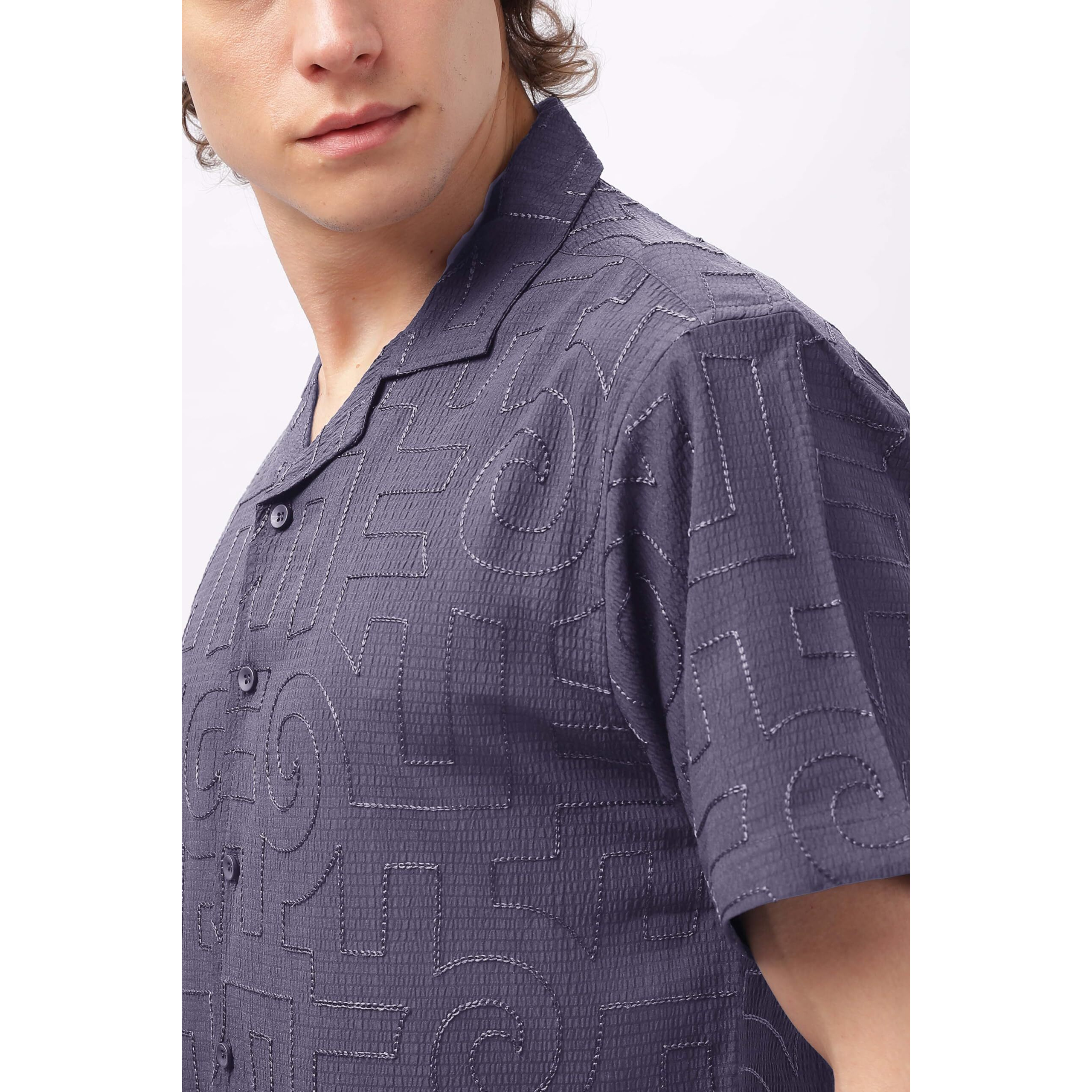 Be Active Men's Casual Cotton Blend Embroidered Shirt || Half Sleeve Shirt || Men Casual Shirt || Casual Wear Shirts (Him0134 6 S) Blue
