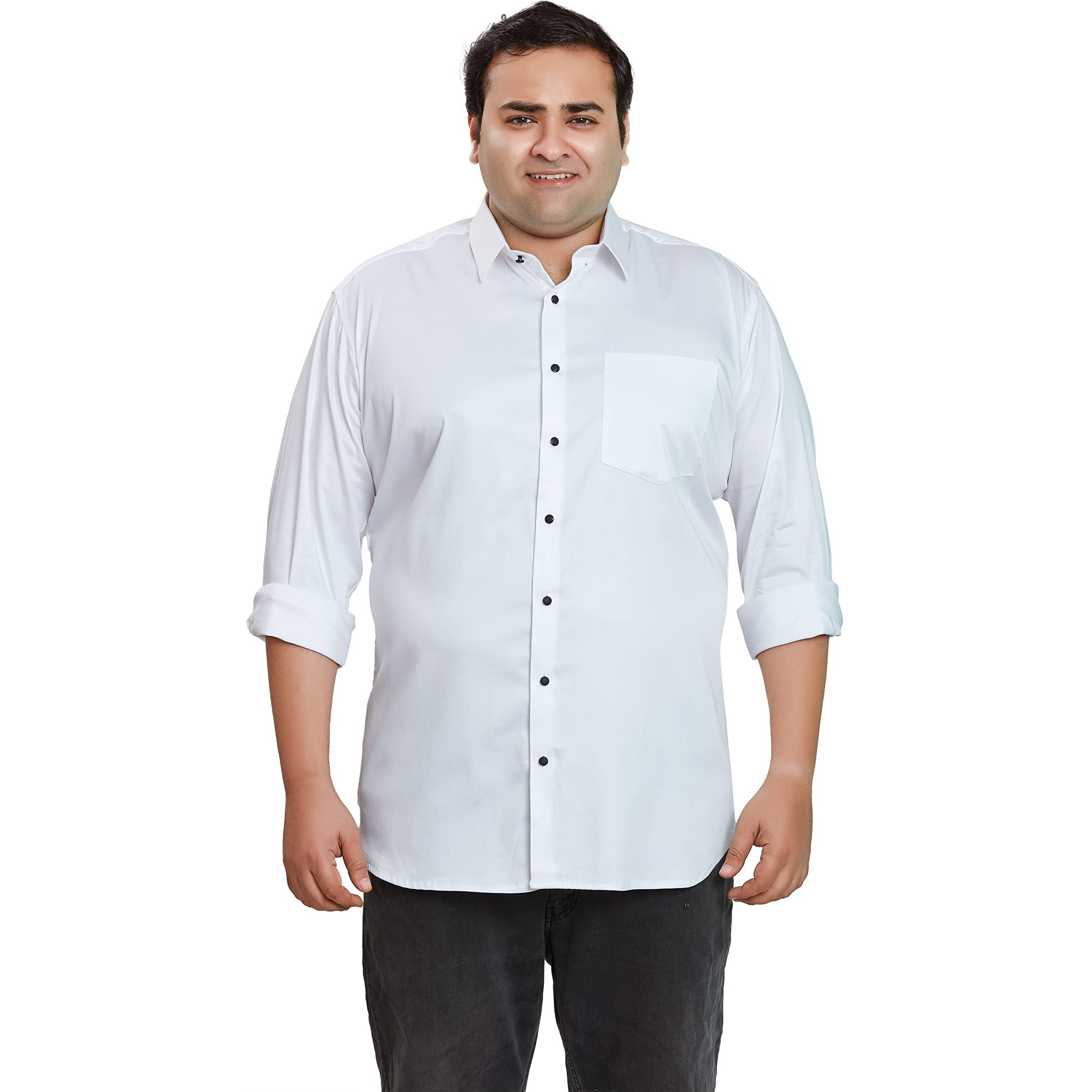 Be Active Men's Casual 100% Cotton Solid Plus Size Shirt || Plus Size Shirts For Men || Casual Plus Size Shirt || Casual Wear Shirts (Rfbg0016 1 6Xl) White