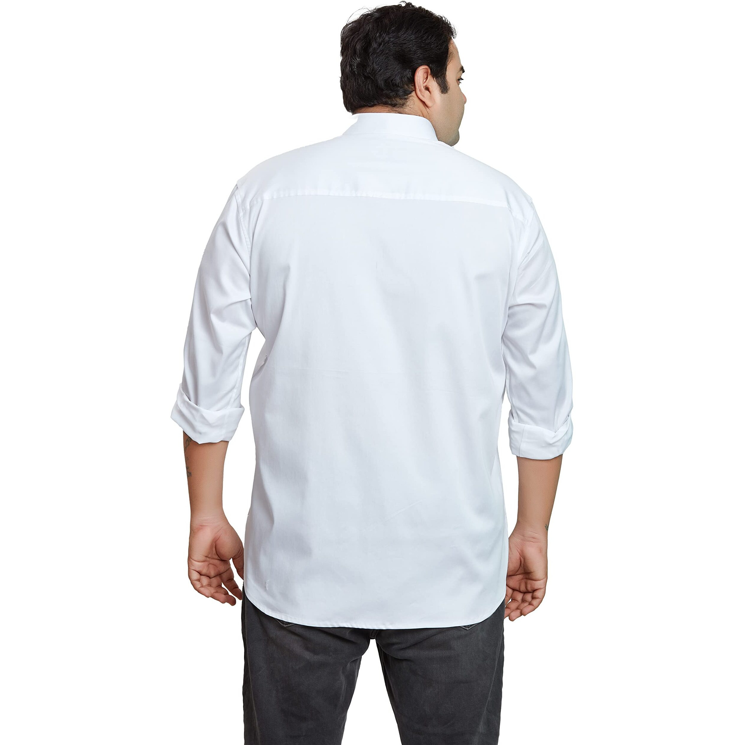 Be Active Men's Casual 100% Cotton Solid Plus Size Shirt || Plus Size Shirts For Men || Casual Plus Size Shirt || Casual Wear Shirts (Rfbg0016 1 6Xl) White