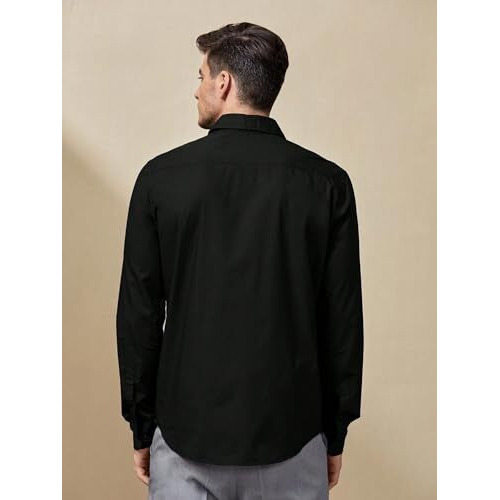 Be Active Cotton Men's Solid Regular Fit Shirt (Rf0004_Black Xl)