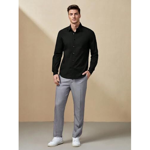 Be Active Cotton Men's Solid Regular Fit Shirt (Rf0004_Black Xl)