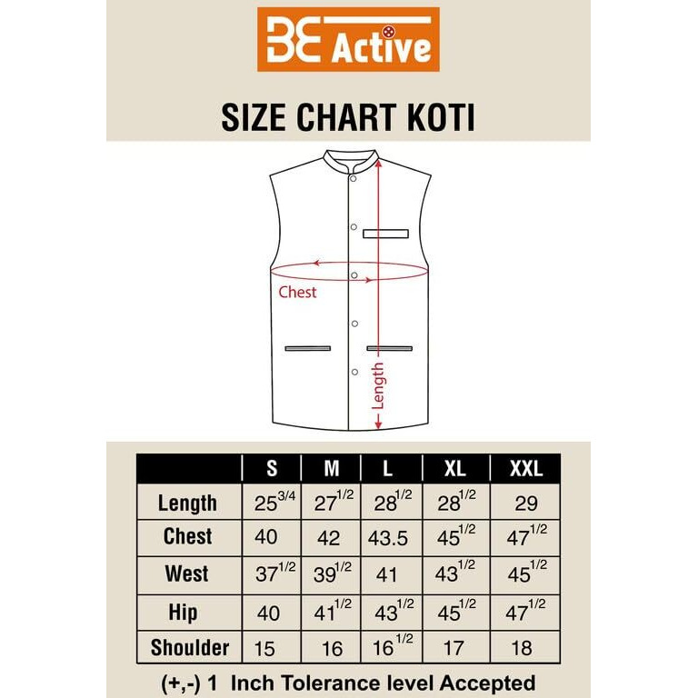 Be Active Cotton Nehru Jacket For Men | Versatile Festive & Casual Ethnic Wear | Ethnic Standard Length Nehru Jacket